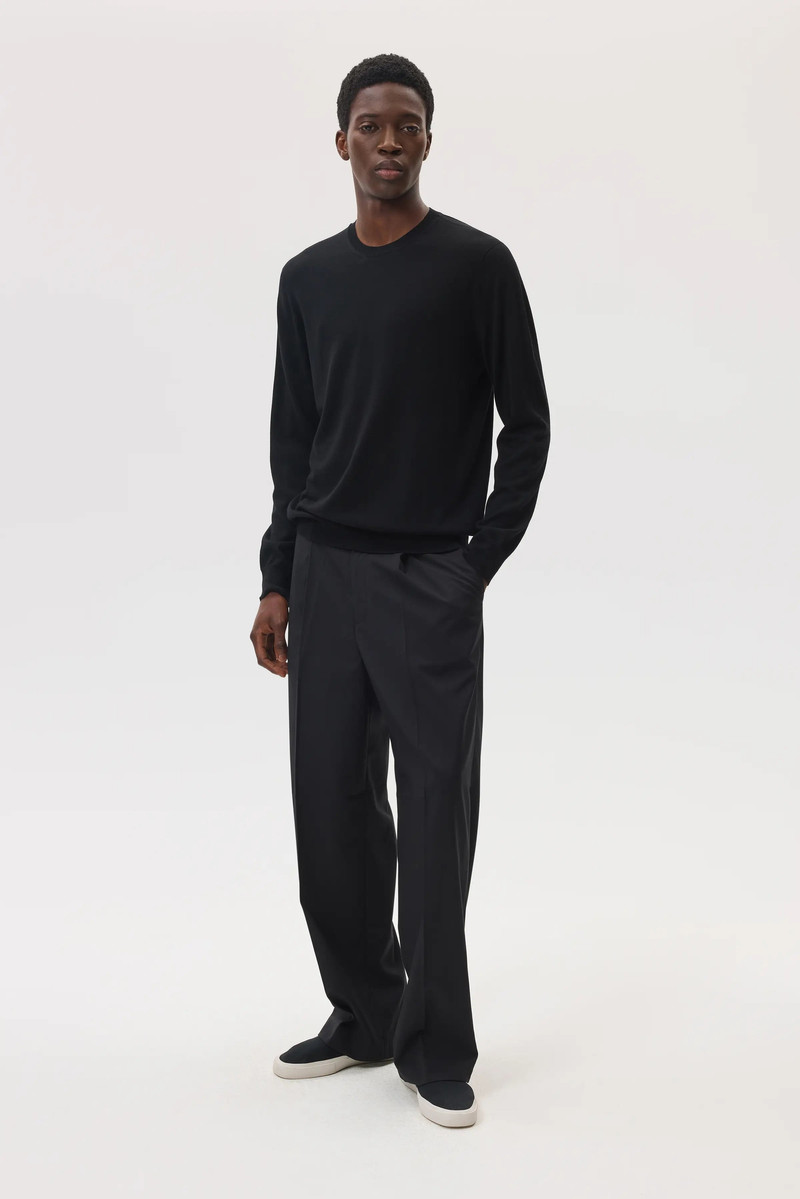 Johnstons of Elgin Merino Round Neck Black Jumper outlook