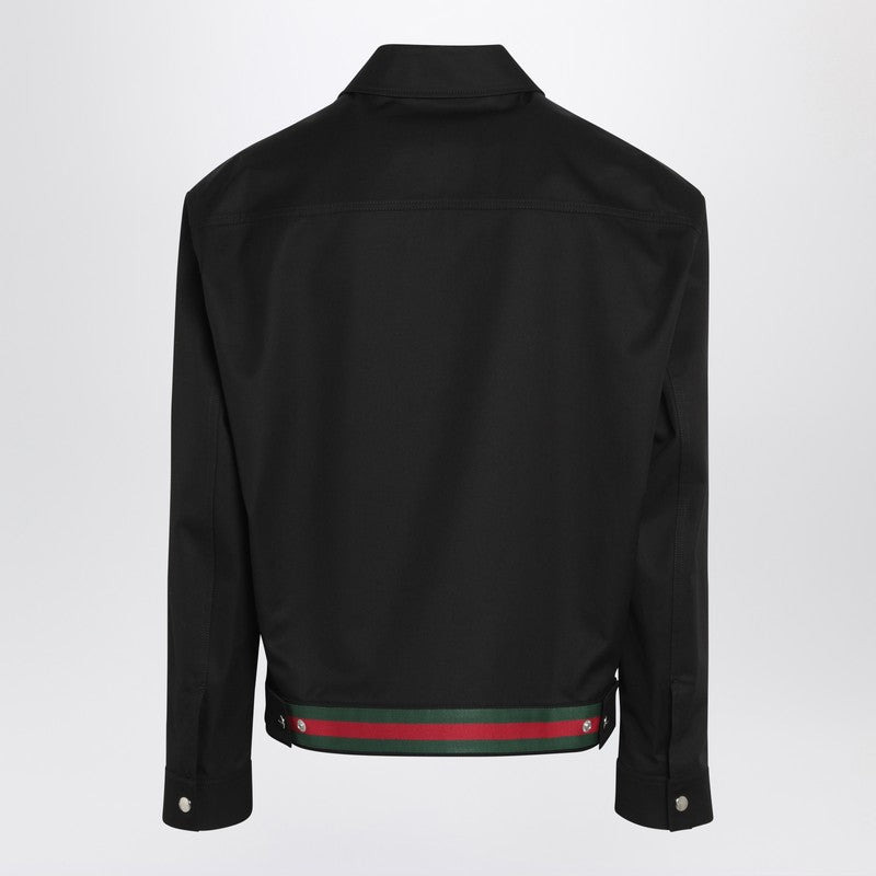 Gucci Black Cotton Twill Jacket With Web Detail Men - 2