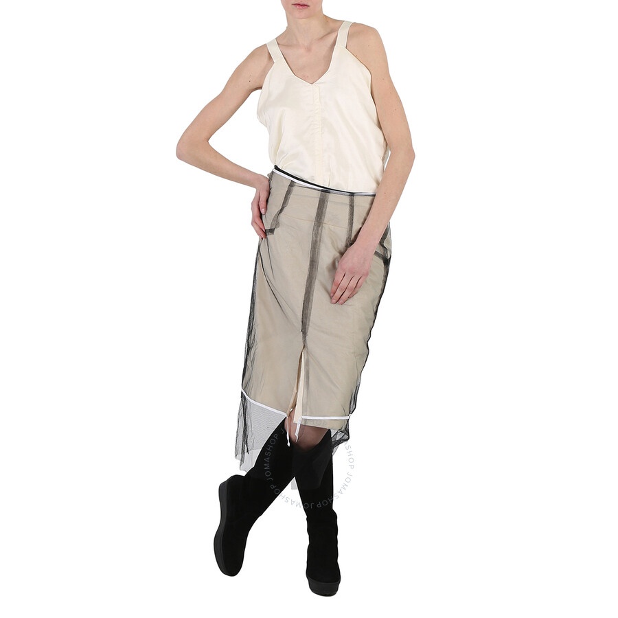 Maison Margiela Ladies Ecru Layered Calico Midi Dress - 4