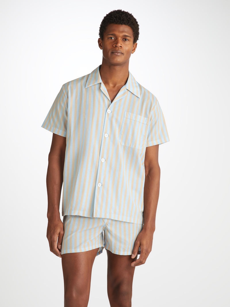 Men's Short Pajamas Amalfi 20 Cotton Batiste Blue - 4