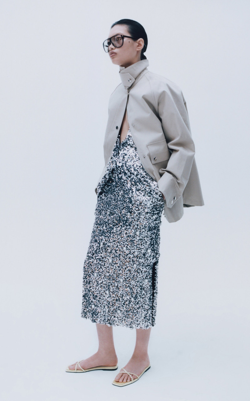 BRANDON MAXWELL The Santha Sequined Embellished Dress silver outlook