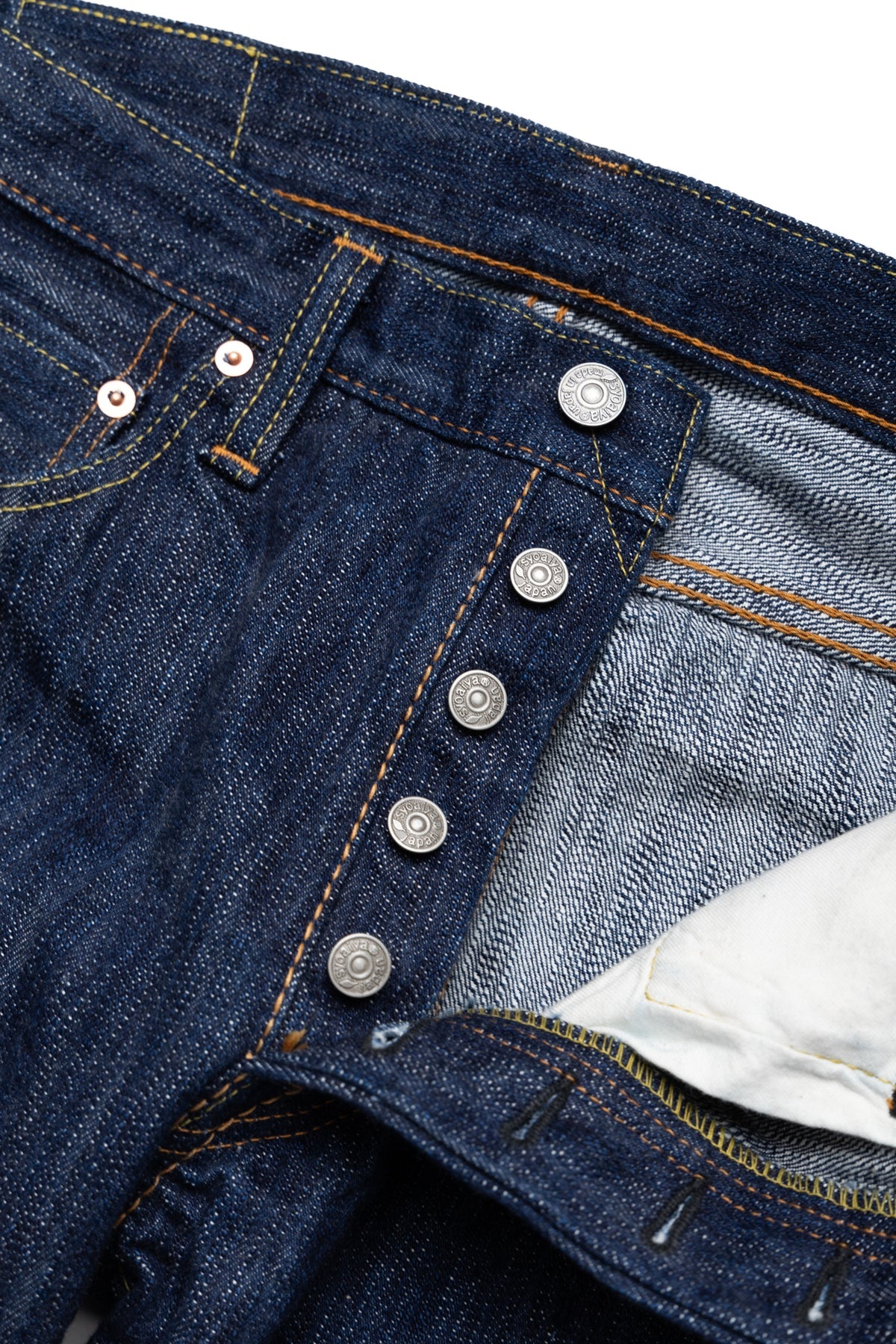 KS-15oz-019 Kasuri Denim Relax Tapered Jeans Blue In Green Version - 8