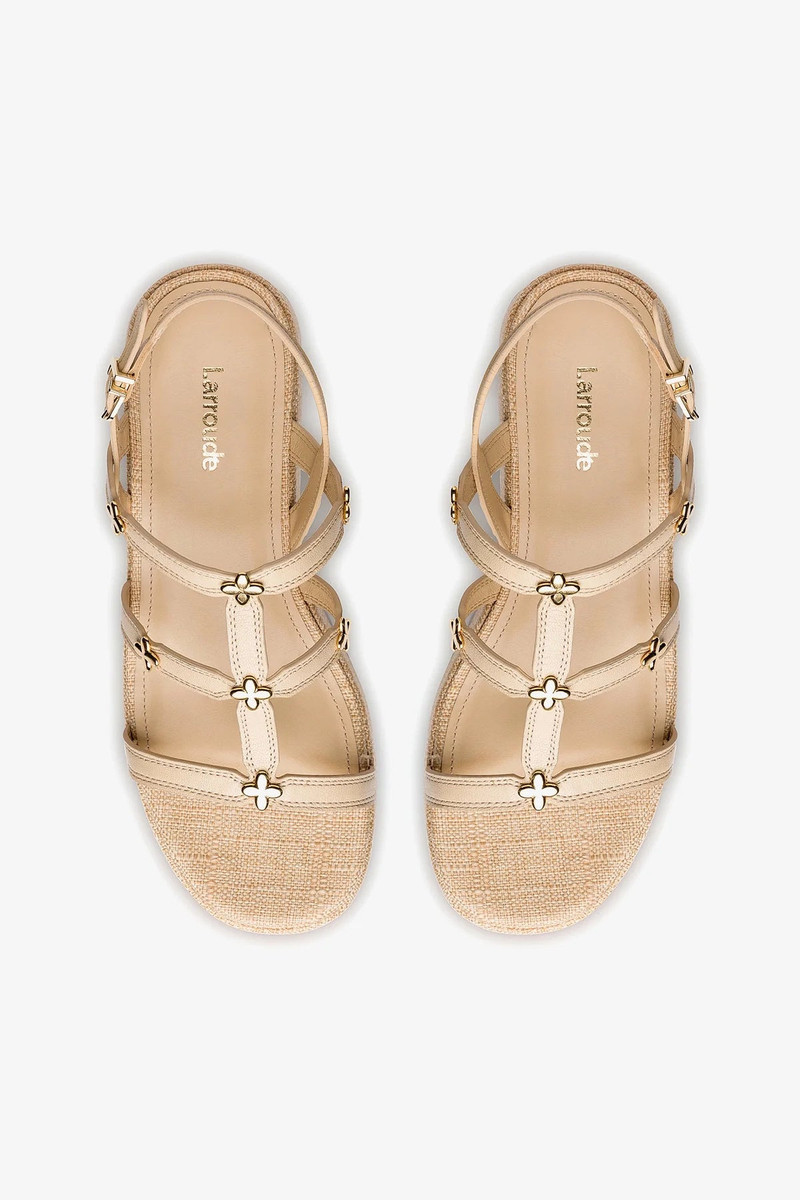 Harmony Flatform Sandal In Beige Raffia 4