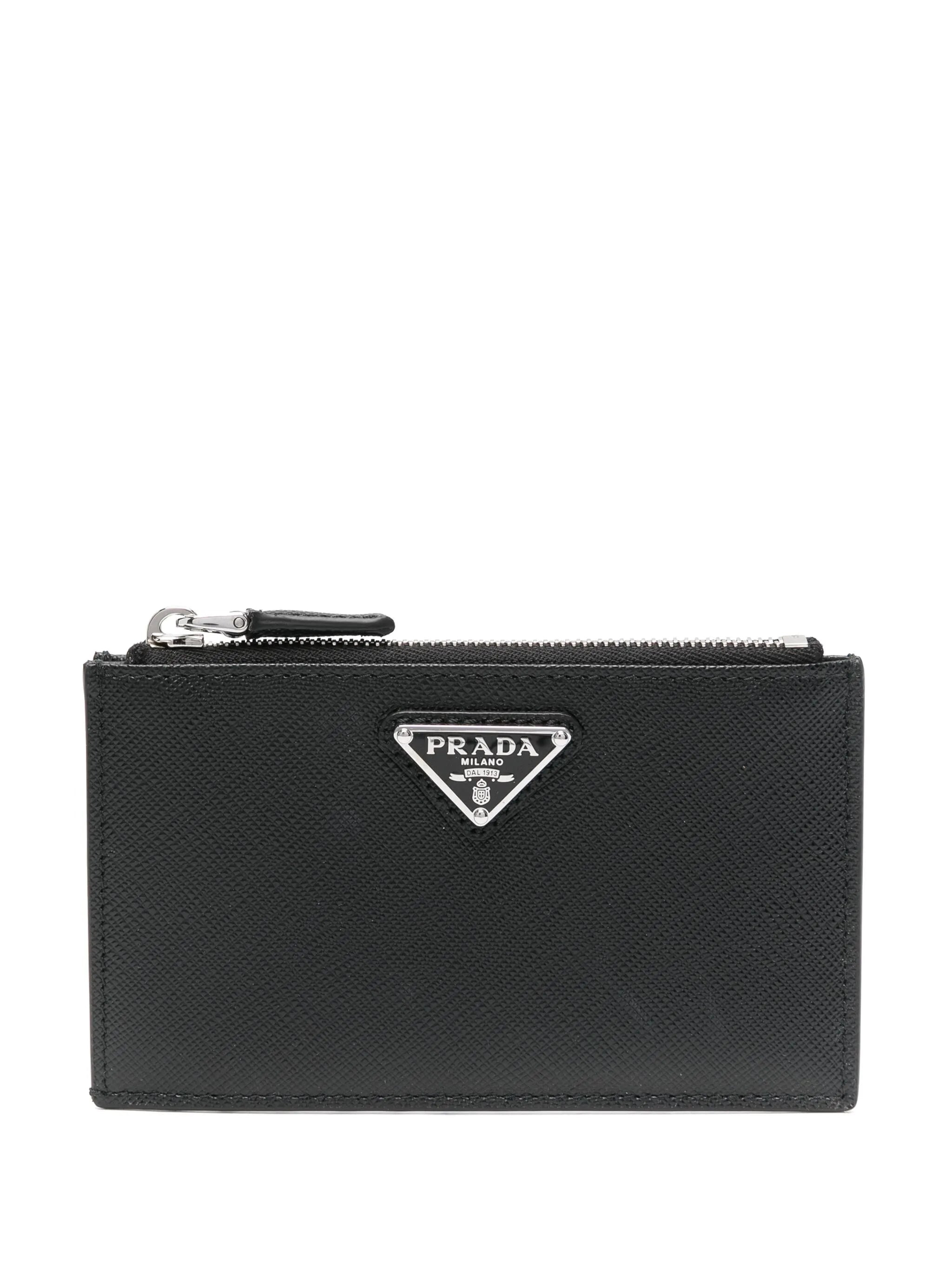 enamel triangle-logo leather wallet - 1