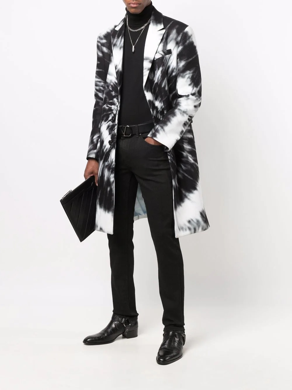single-breasted tie-dye coat - 2