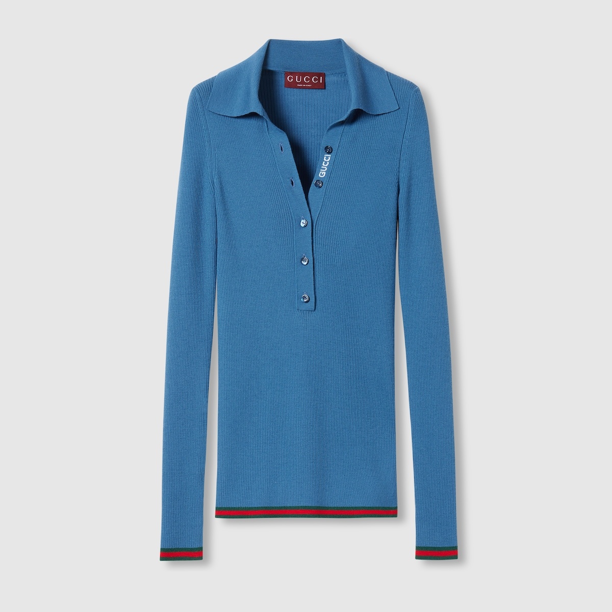 Cashmere and silk polo top with Web - 1