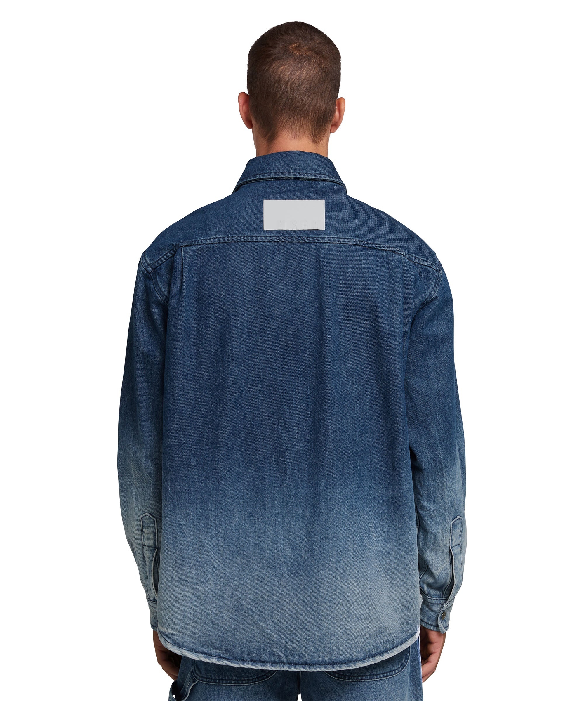 Blue denim shirt with faded treatment - 3