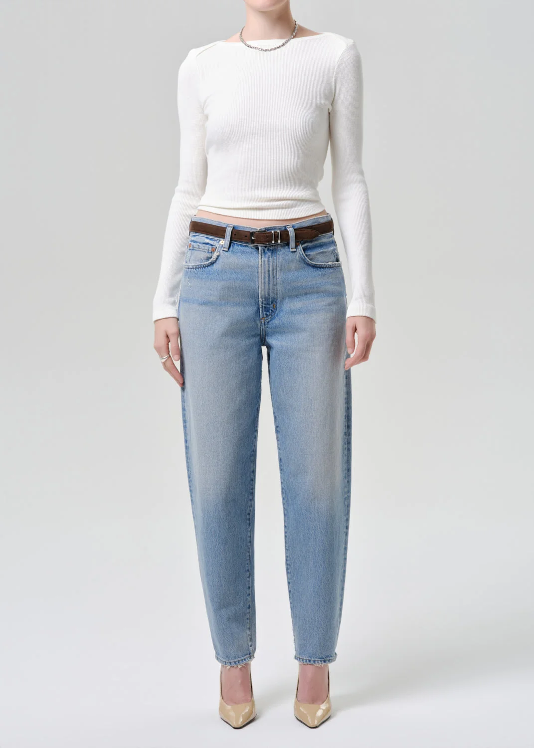 Long Sleeve Baby Waffle Tee In Pashmina - 1