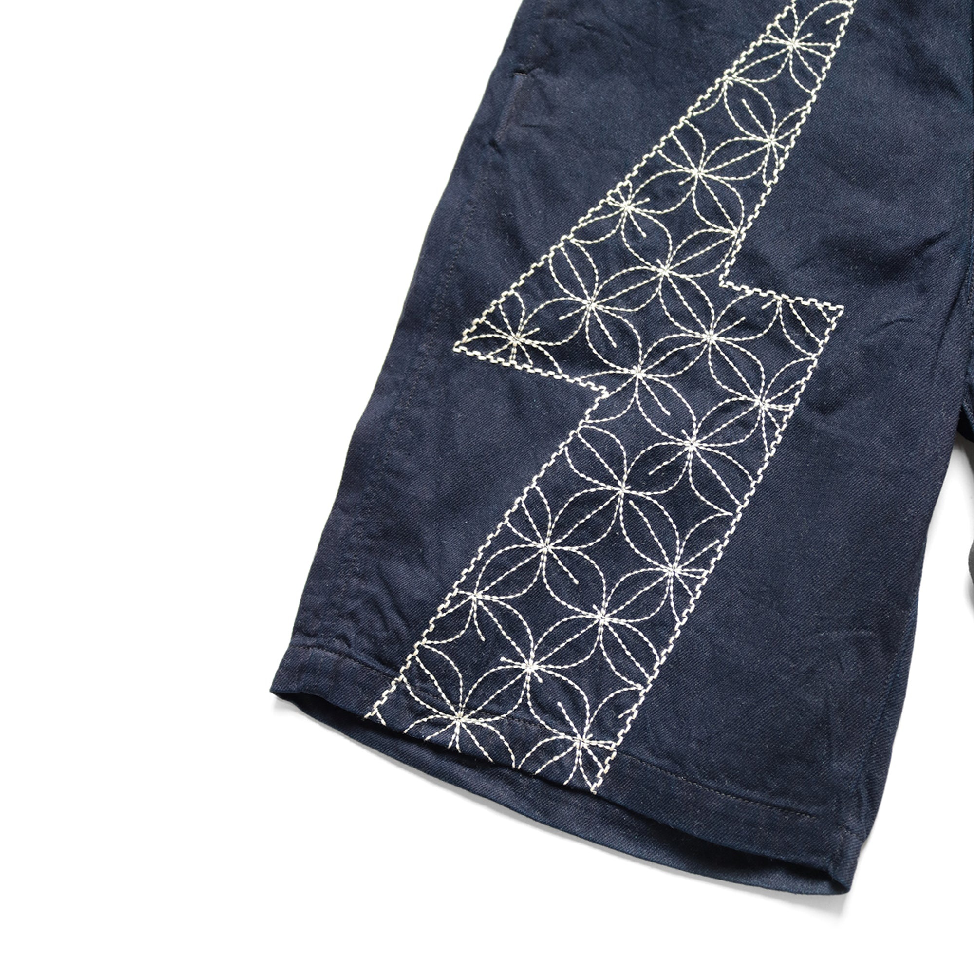8oz DENIM SHORT PANTS (THUNDER SASHIKO) - INDIGO - 4