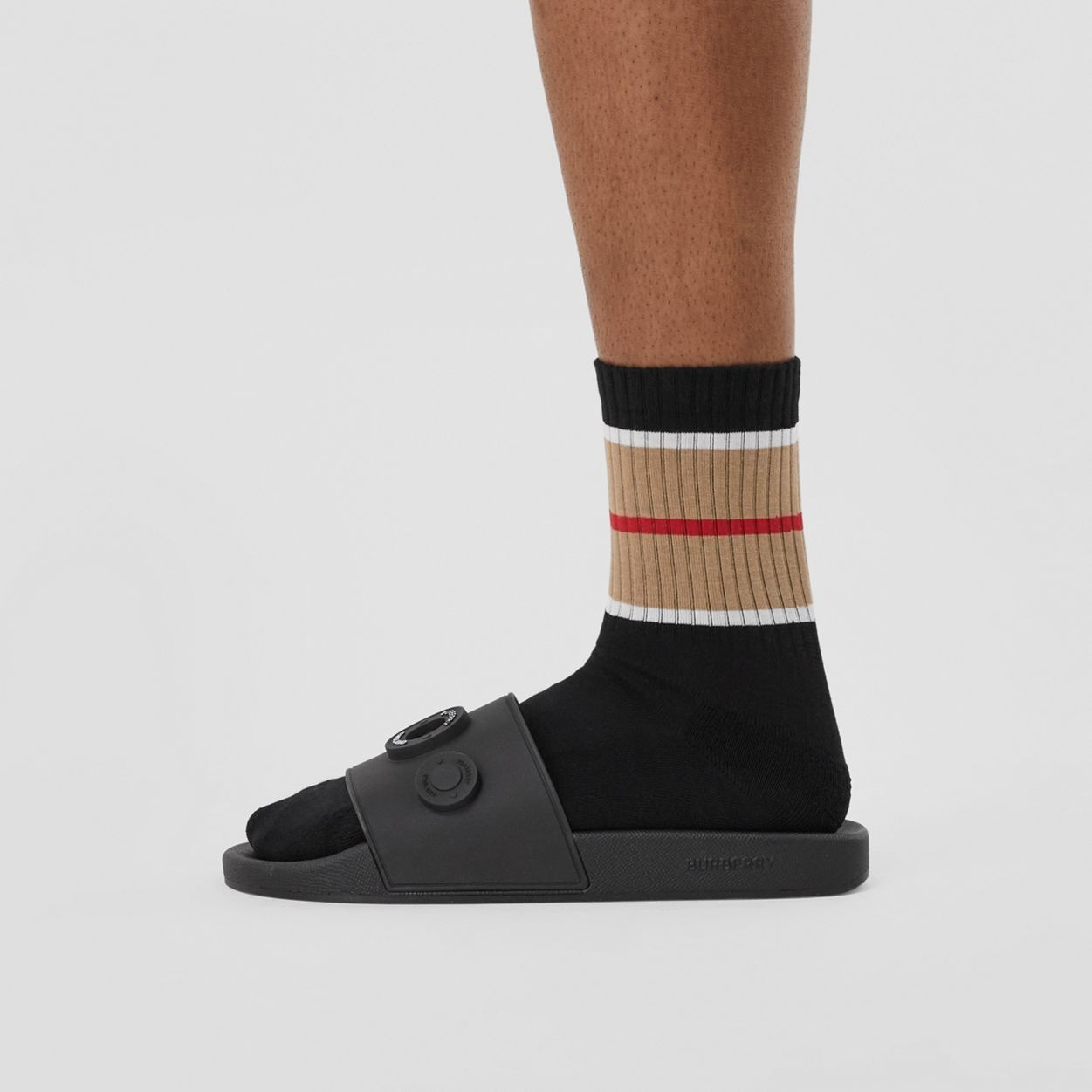 Stripe Detail Stretch Cotton Blend Socks - 6