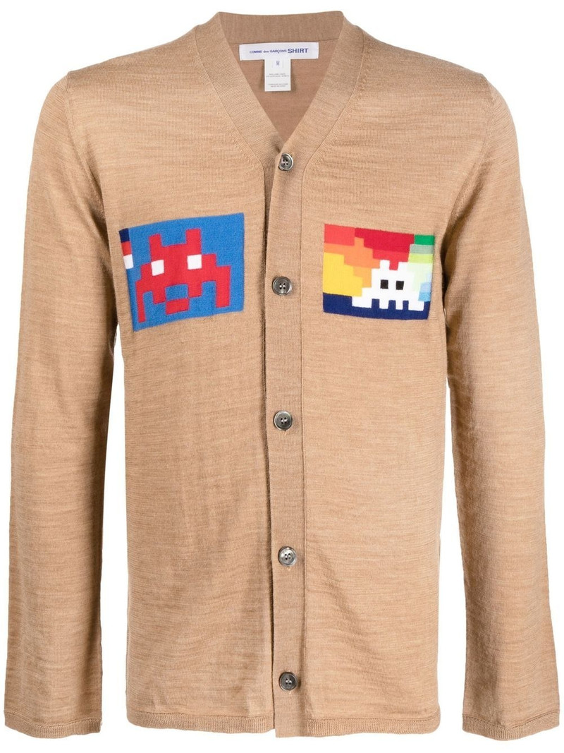 graphic-print V-neck cardigan 1