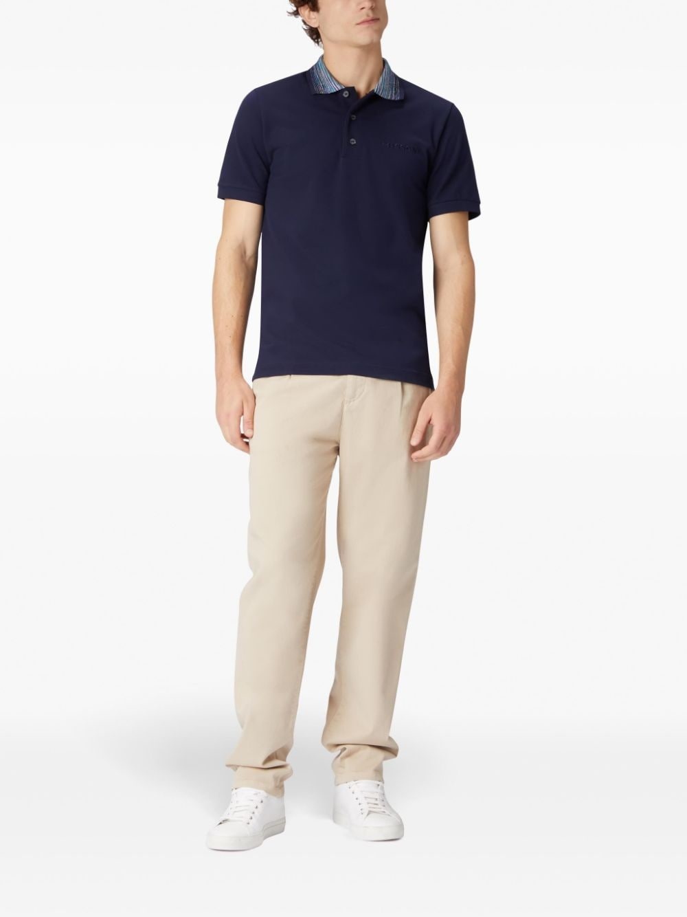 logo-lettering cotton polo shirt - 2