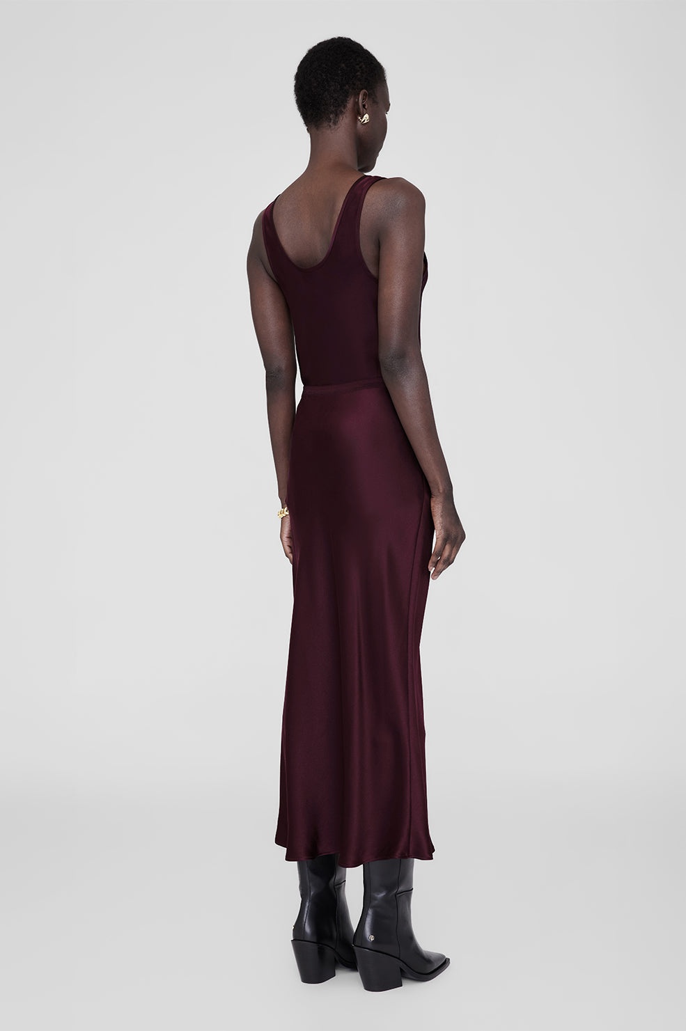 Bar Silk Skirt - Bordeaux - 3