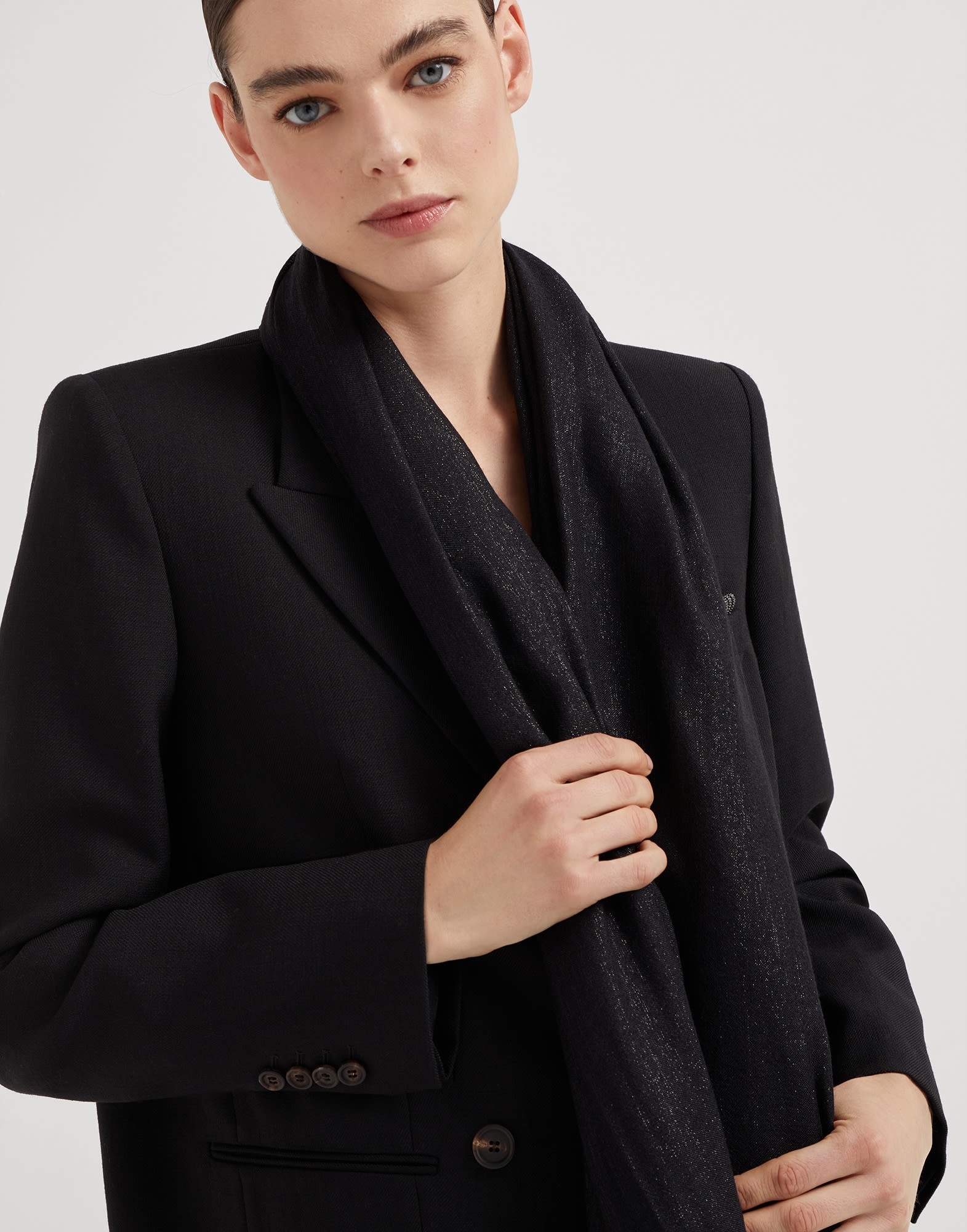Cashmere and silk sparkling scarf - 4