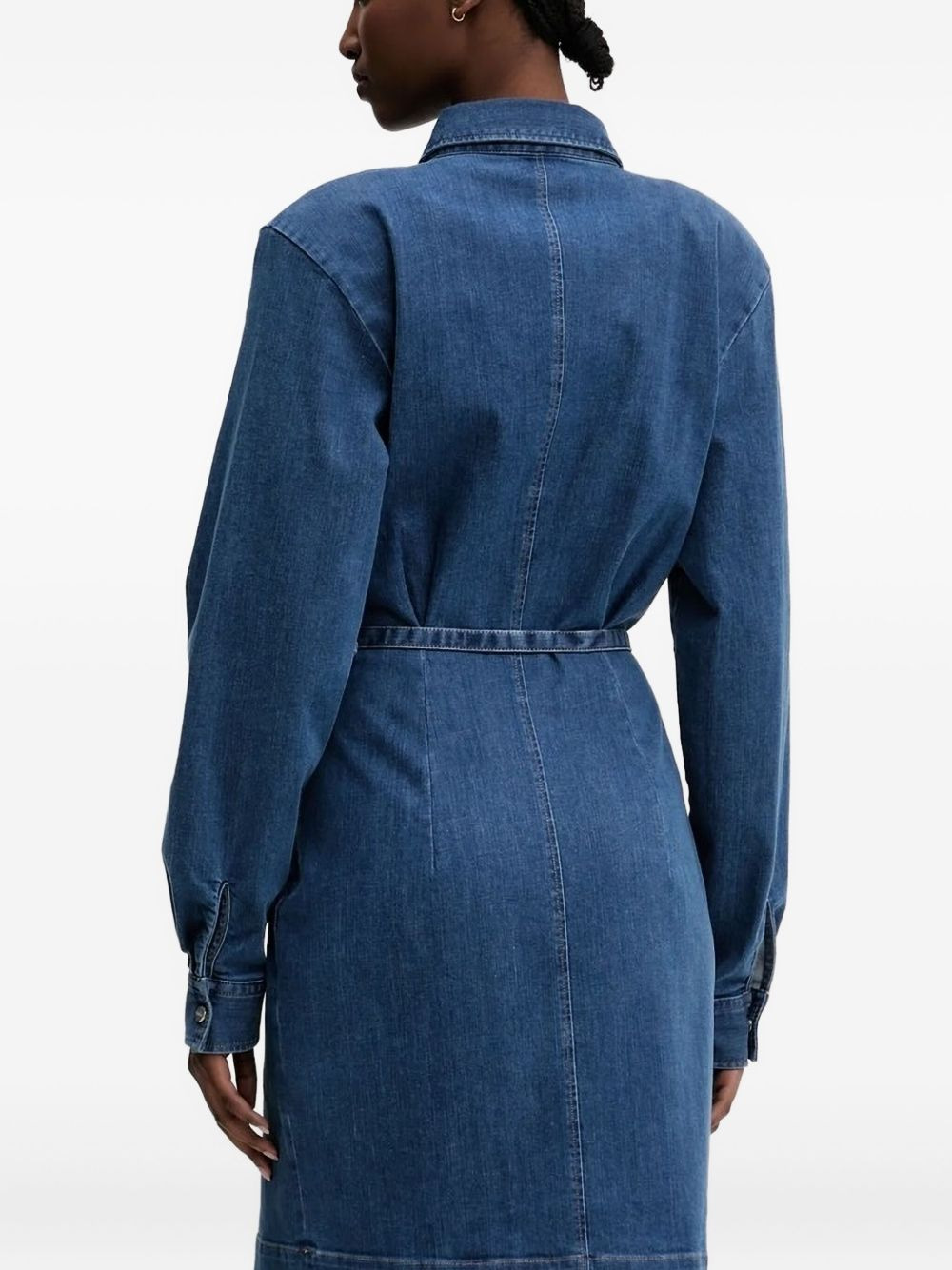 belted denim shirt mini dress - 3