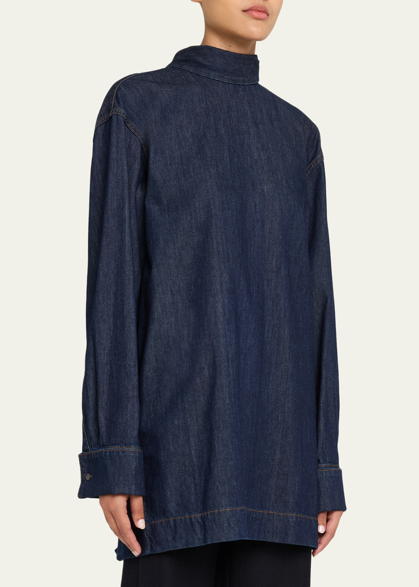 Chaddy Denim Tie-Neck Blouse - 4