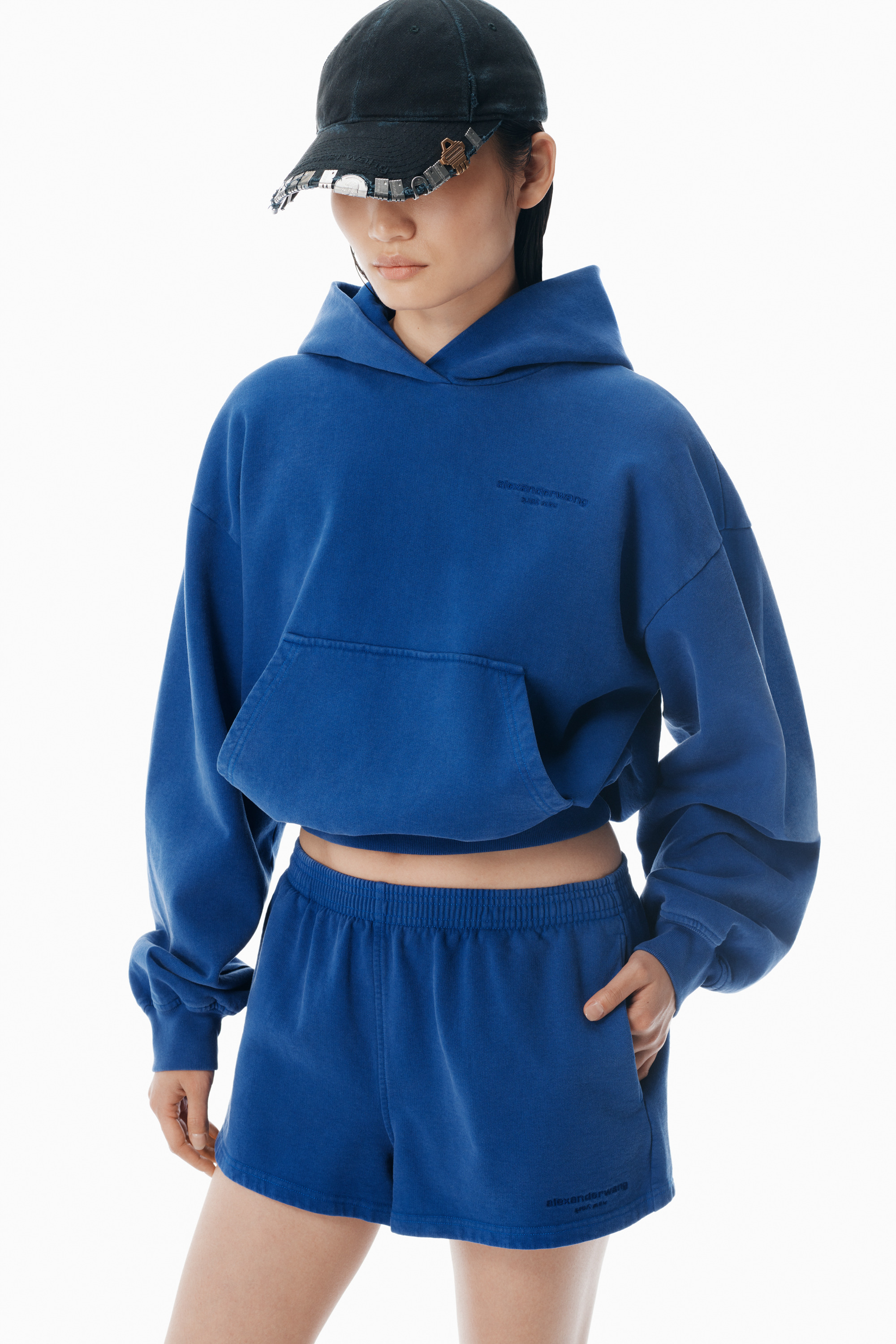 Blue Cotton-Terry Running Shorts - 3