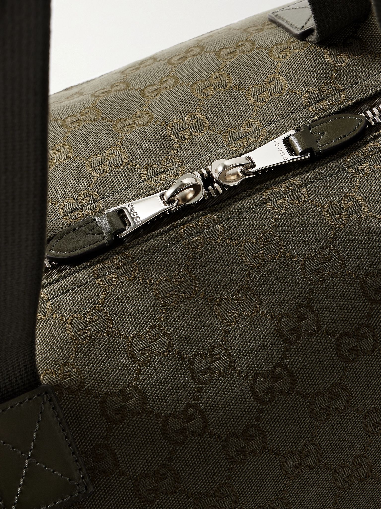 Neo Leather-Trimmed Monogrammed Canvas Duffle Bag Dark green - 4