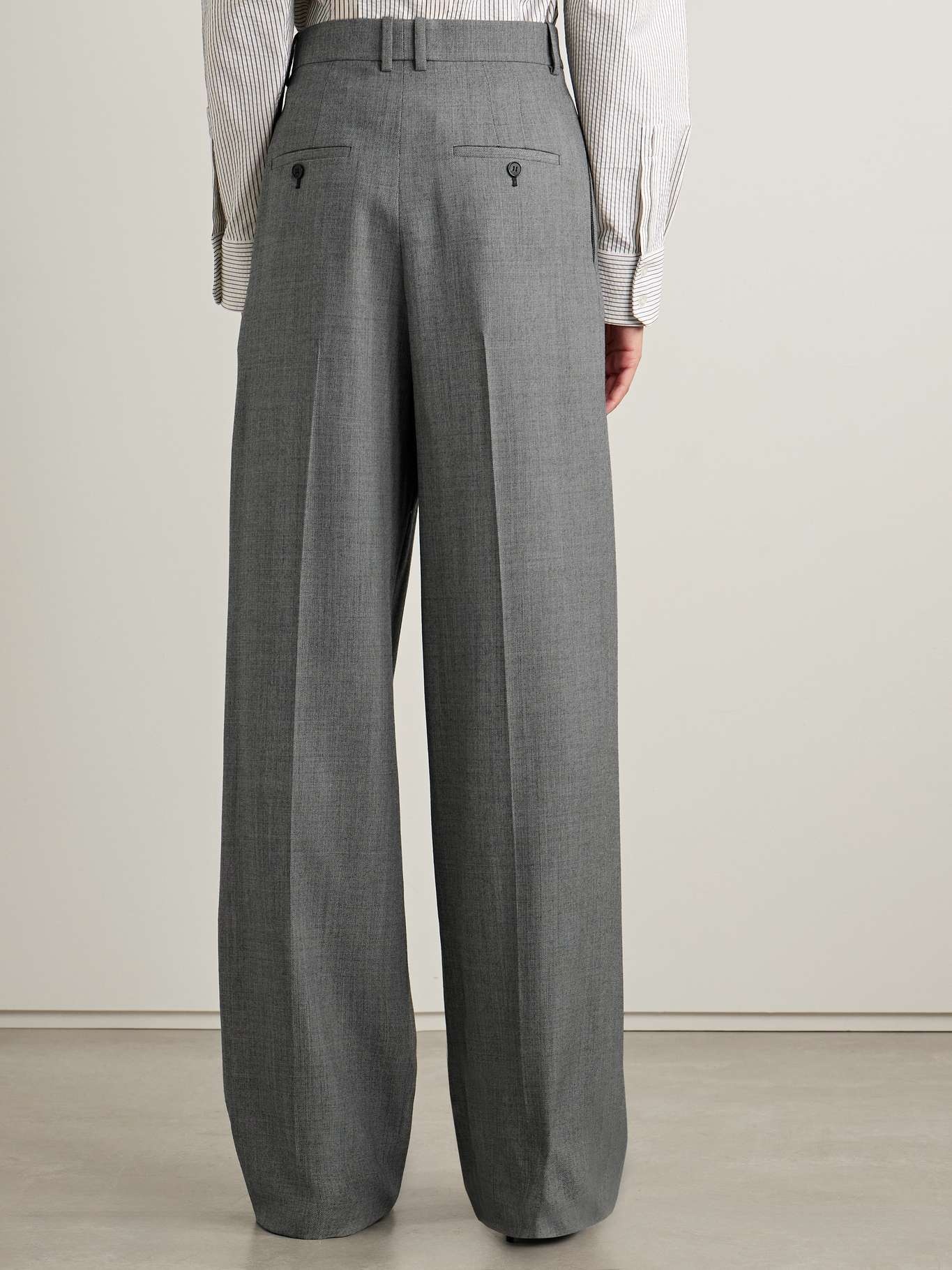 Pleated wool wide-leg pants Gray - 4