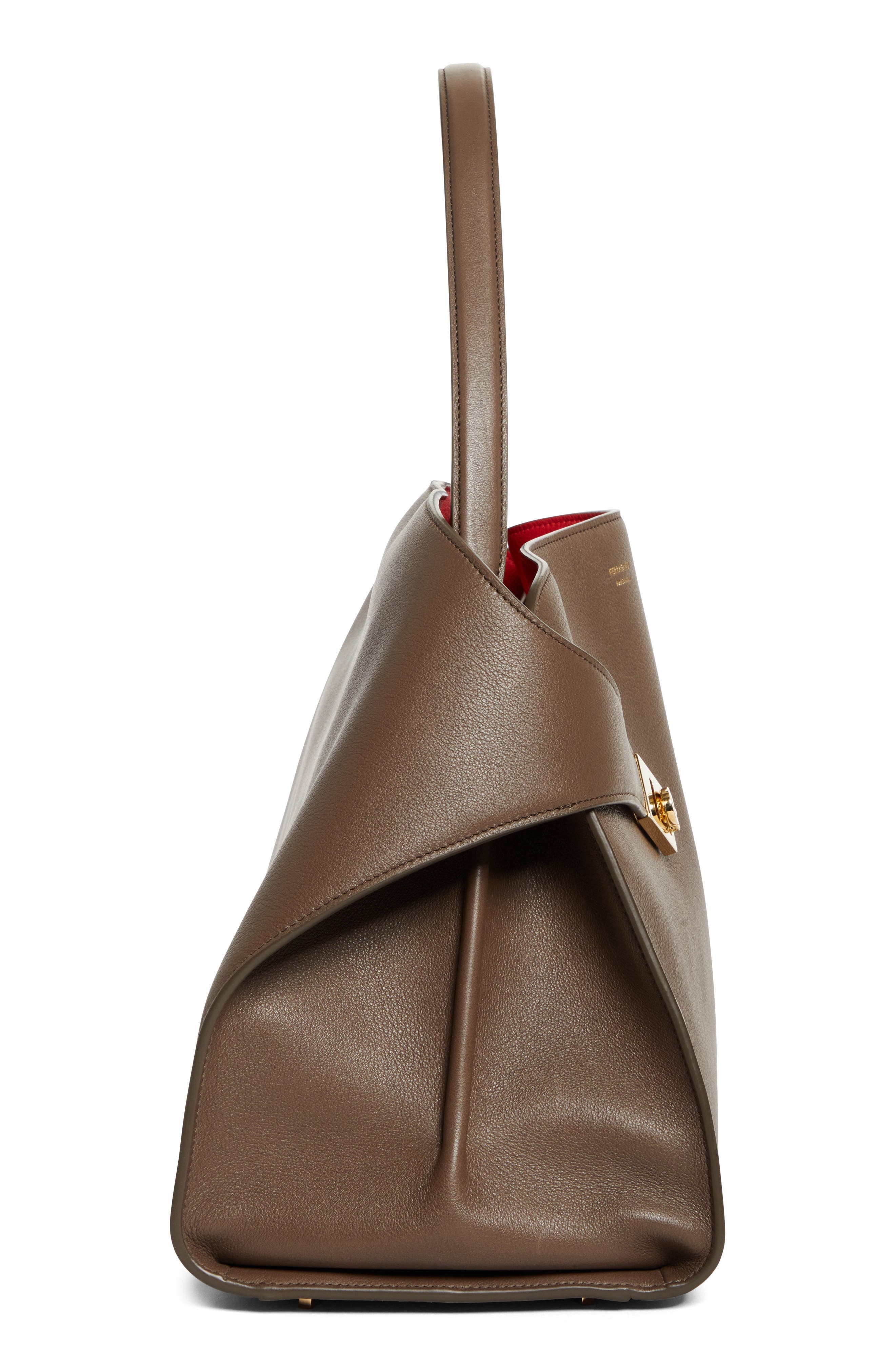FERRAGAMO Hug Leather Top Handle Bag in Clay at Nordstrom - 4