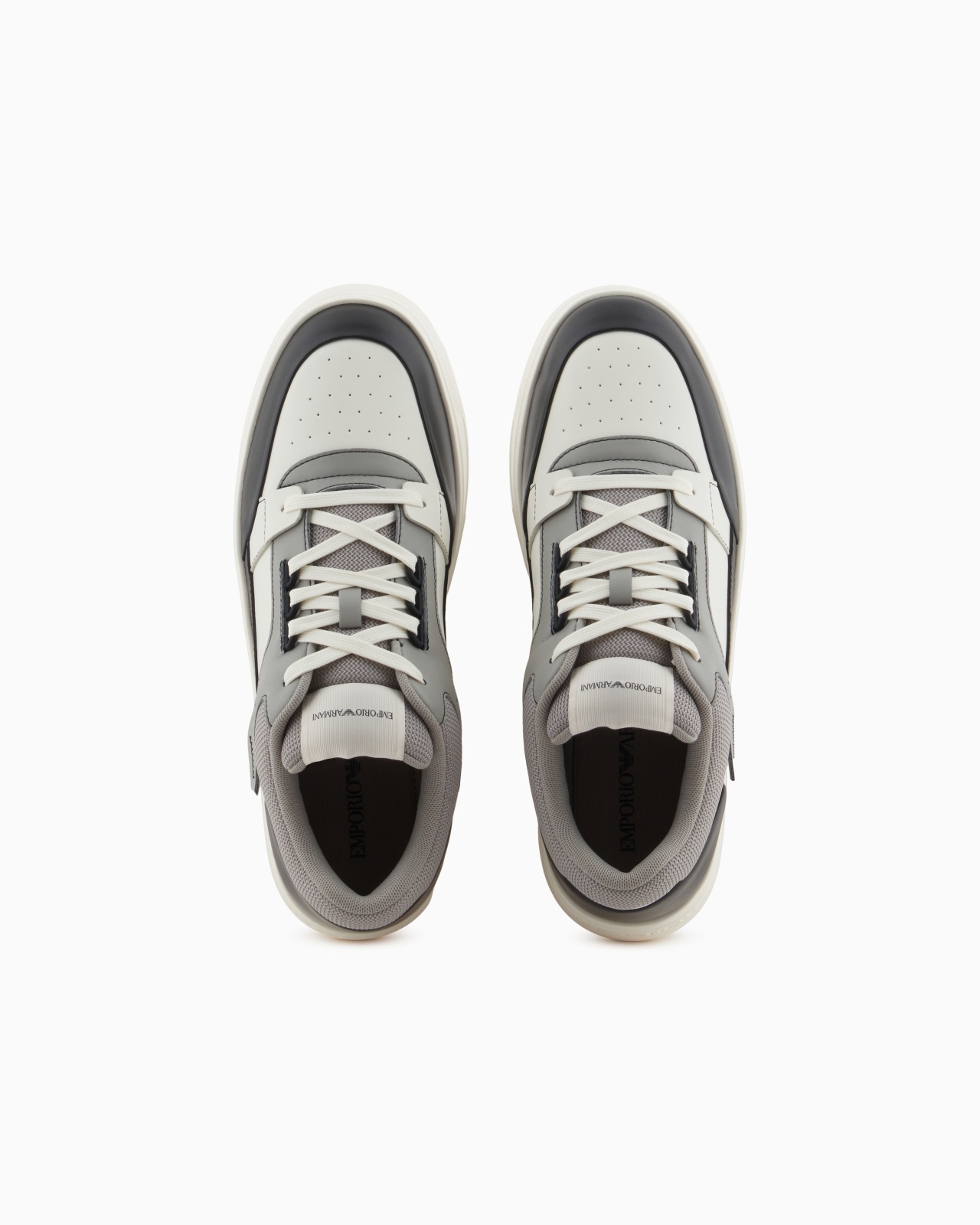 LEATHER AND MESH SNEAKERS WITH CONTRASTING DETAILS - 3