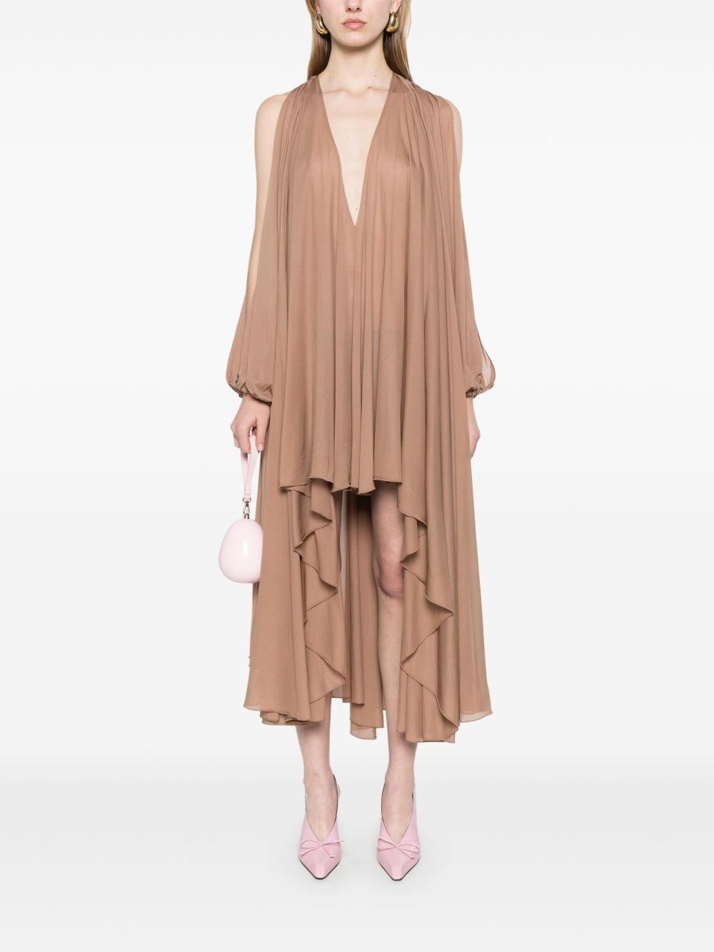 asymmetric georgette mini dress - 2