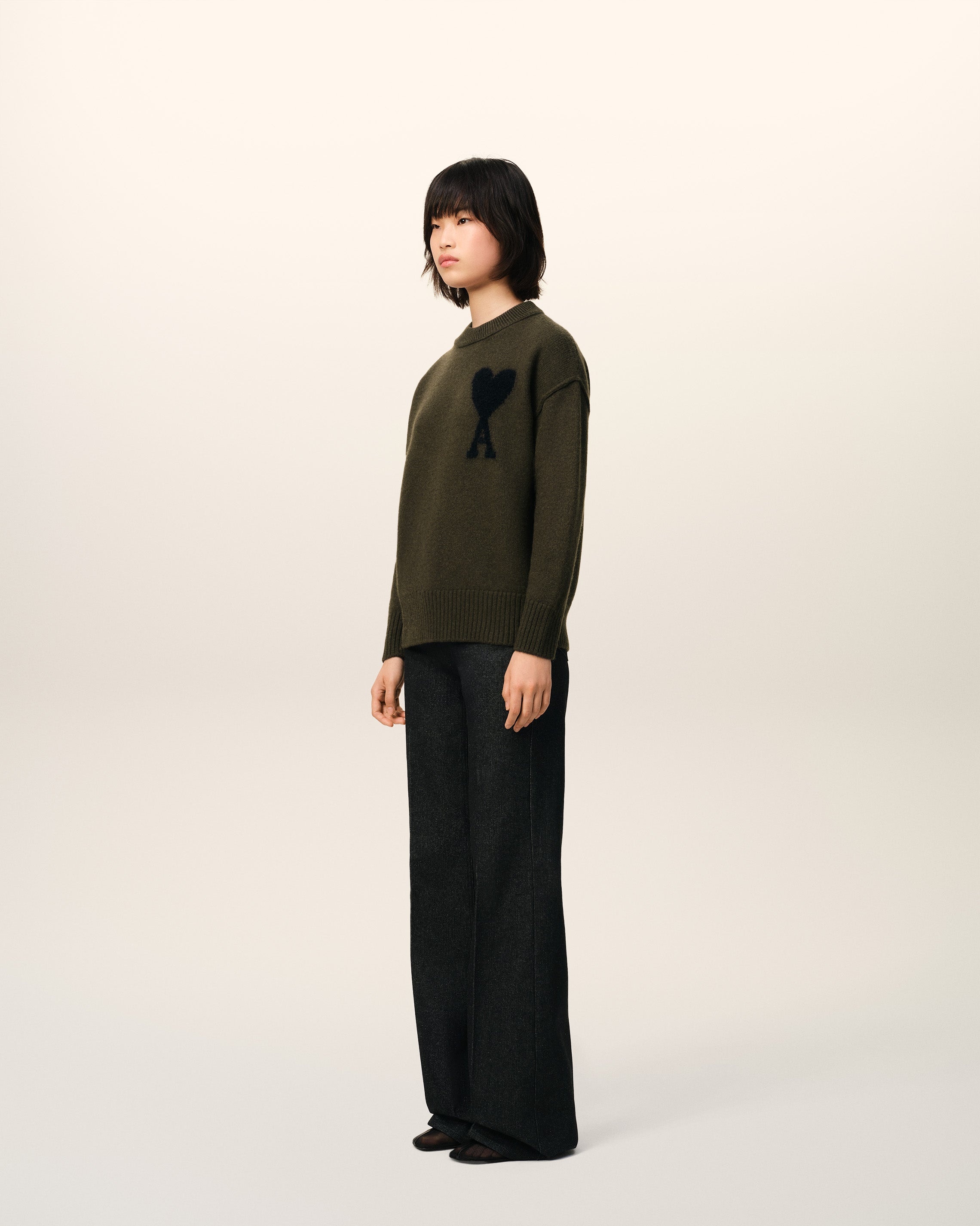 KHAKI WOOL AMI DE COEUR SWEATER - 6