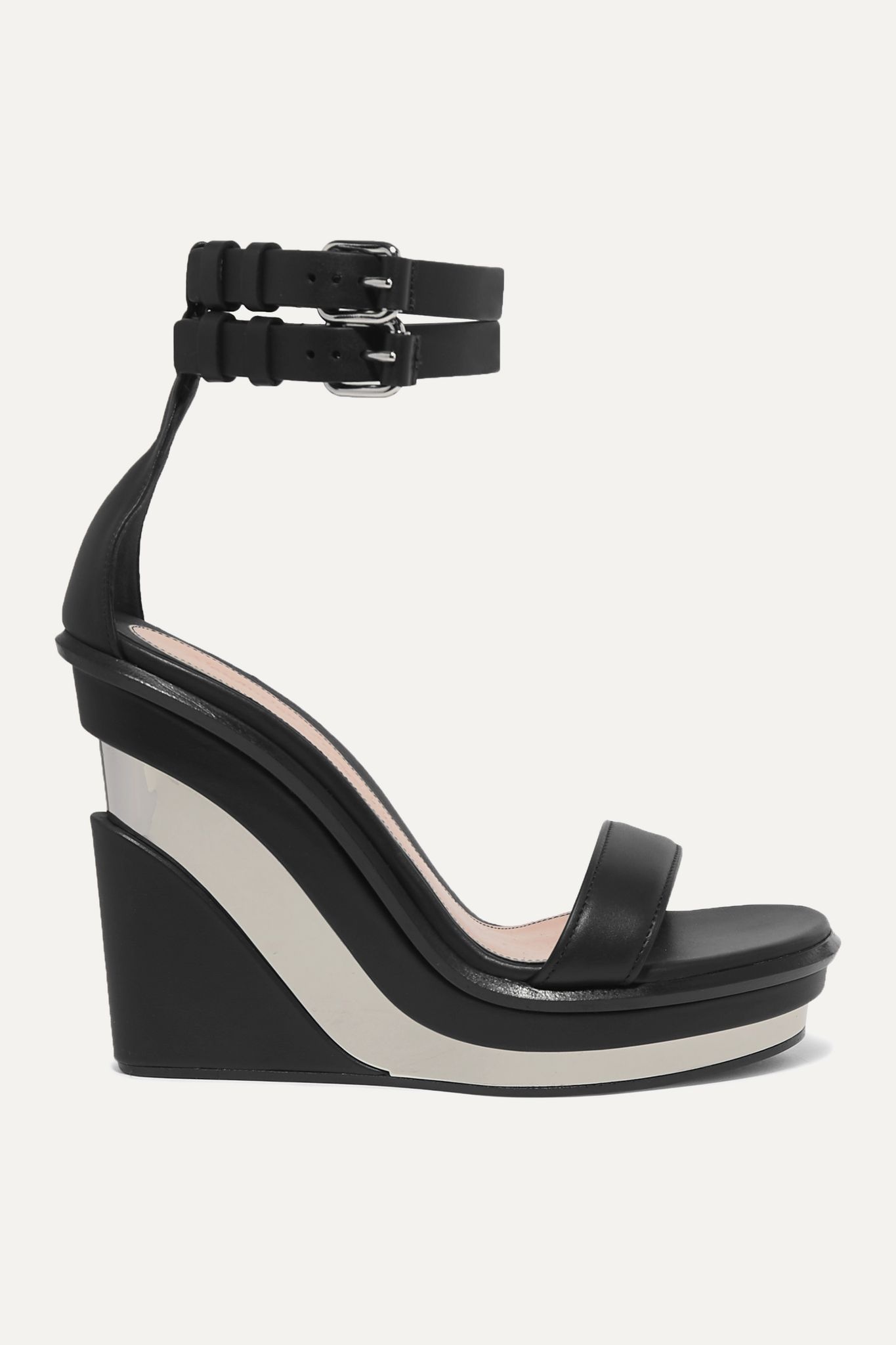 Buckled leather wedge sandals - 1