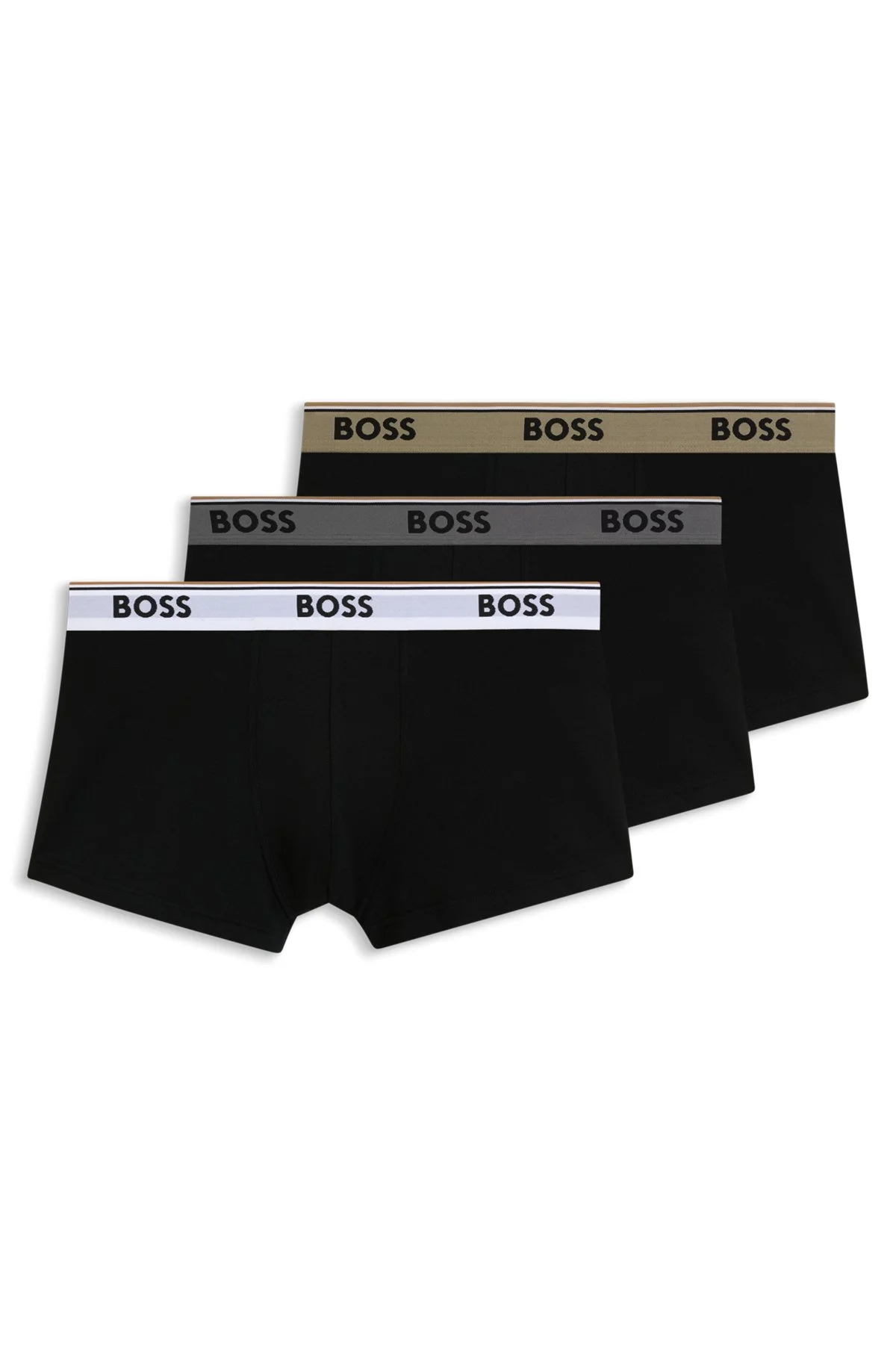 THREE-PACK OF LOGO-WAISTBAND TRUNKS IN STRETCH COTTON - 1