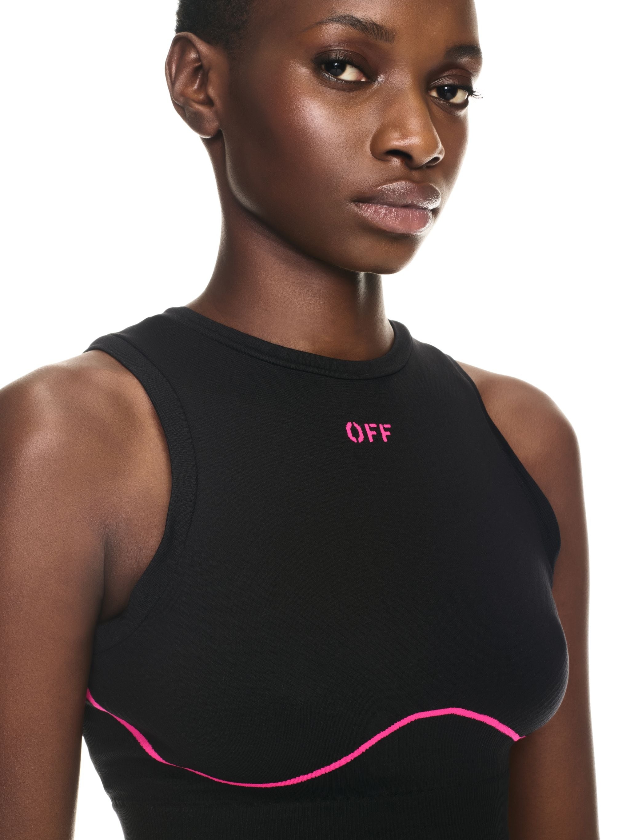 Black/pink Off Stamp Seamless Top - 5