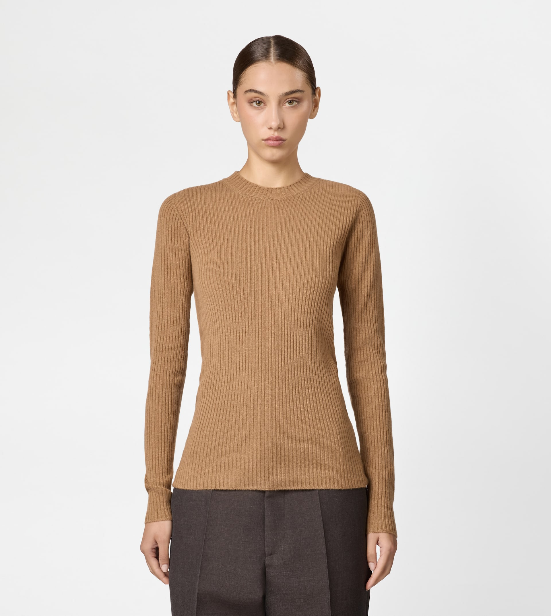 PULLOVER IN CASHMERE - BROWN - 2