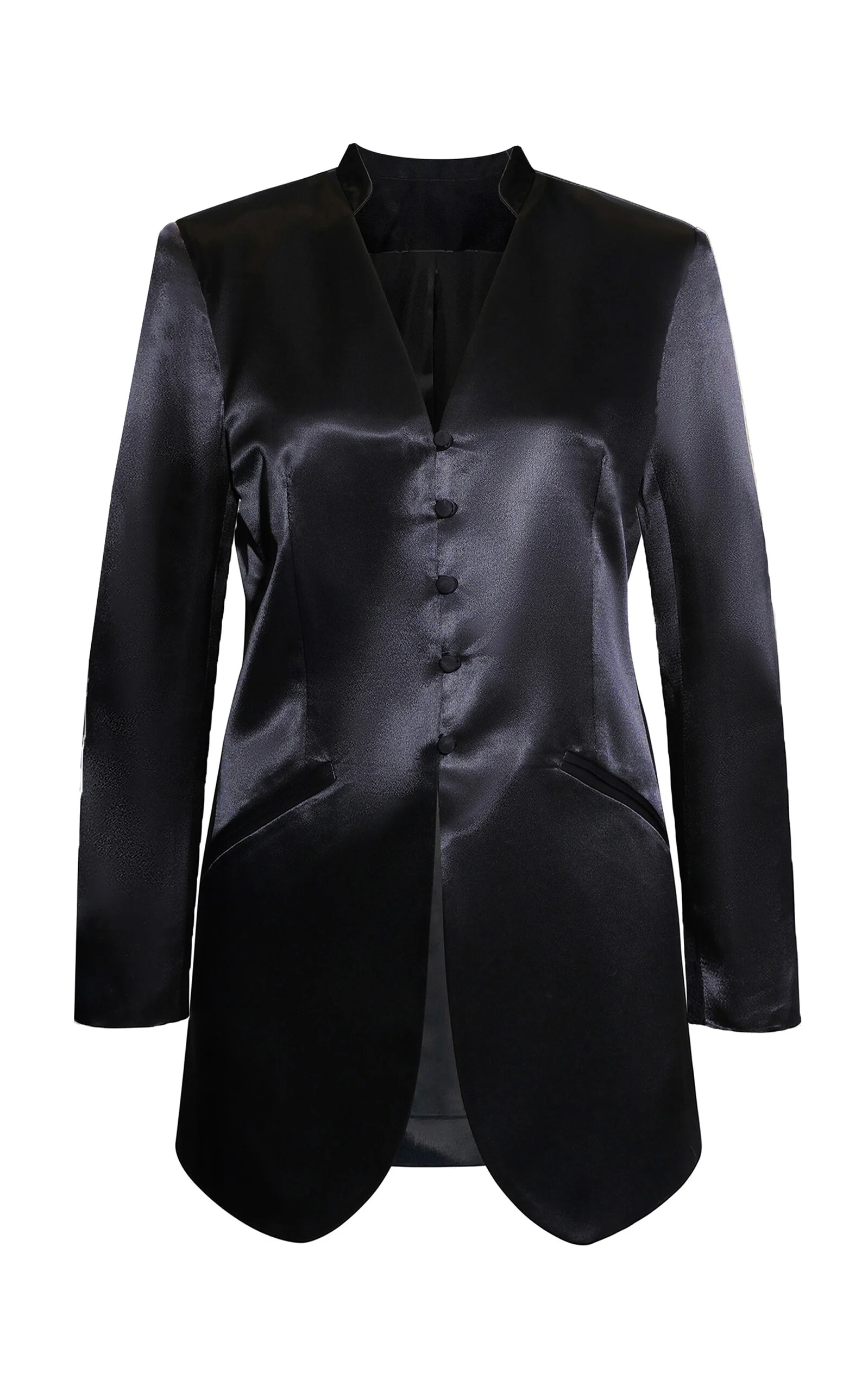 Ona Satin Collarless Blazer - 1