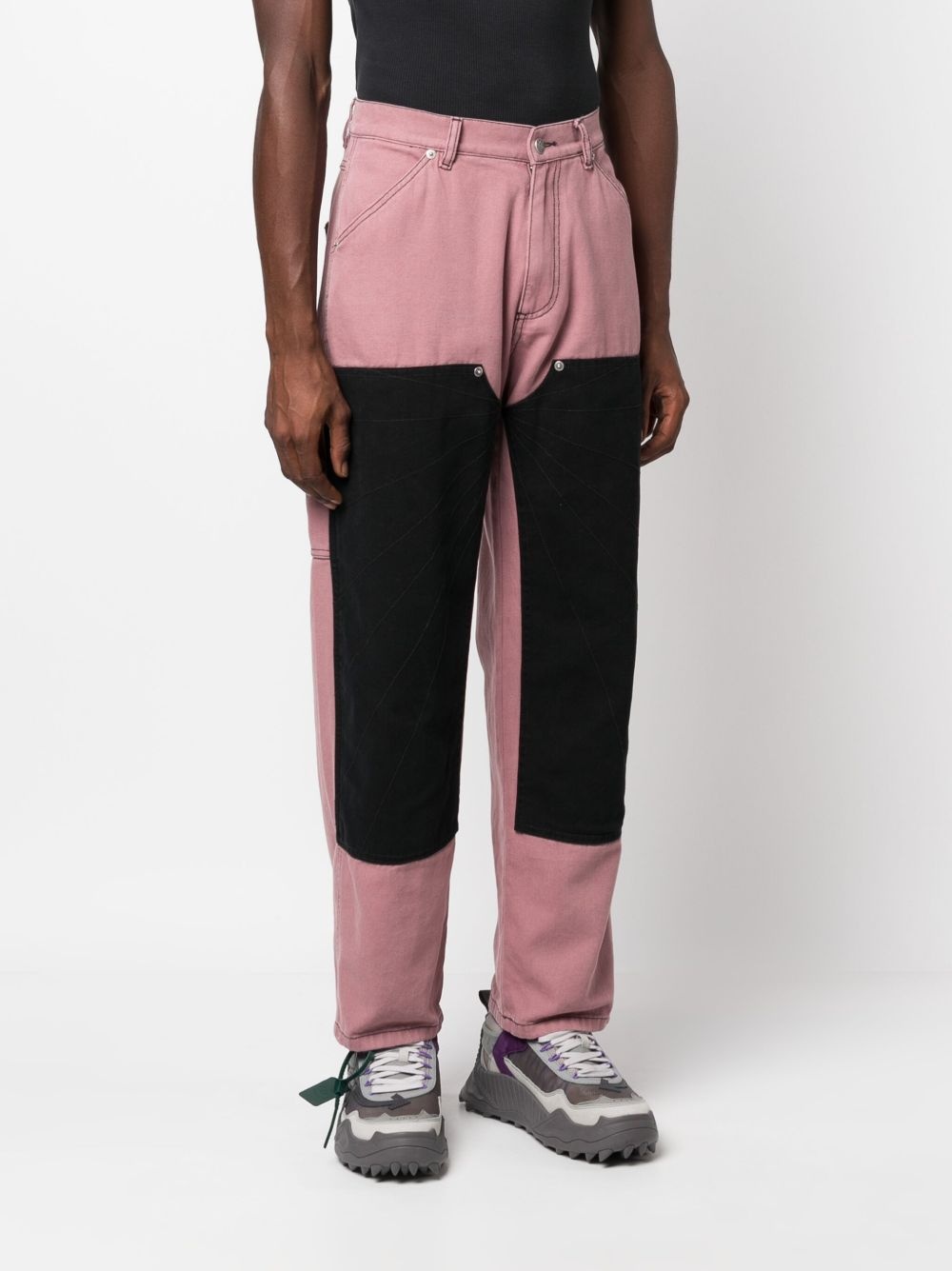 tonal-stitched knee-panel jeans - 3