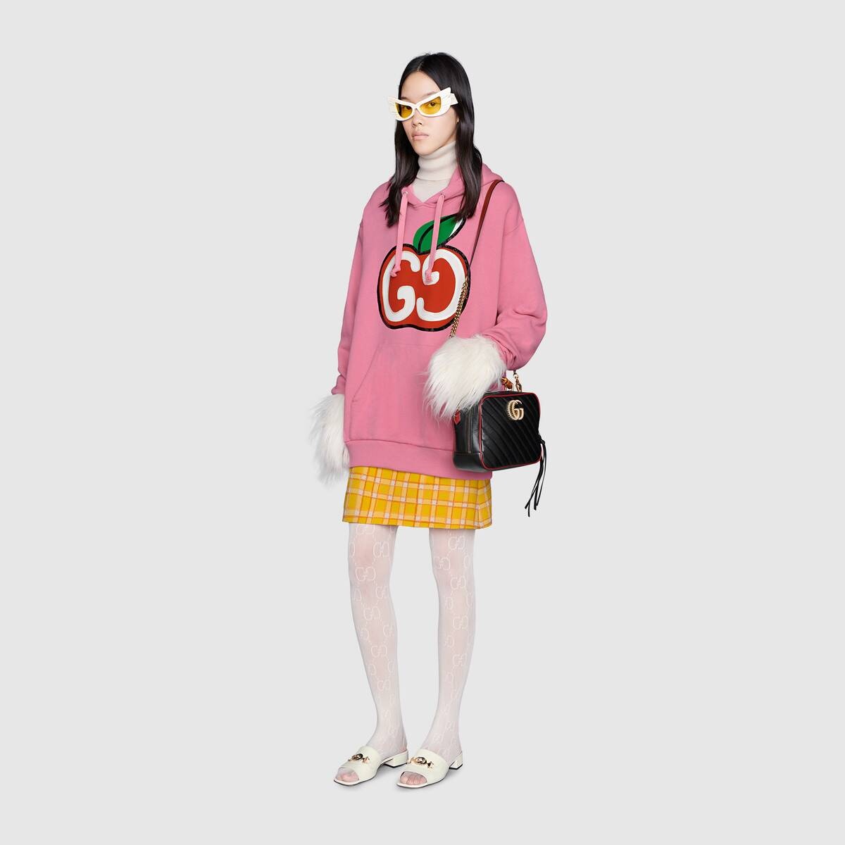 Hooded sweatshirt with GG apple print - 2