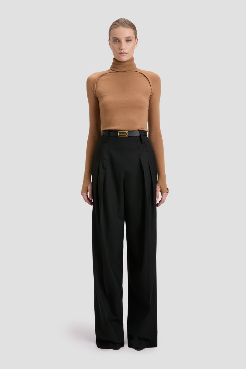 Victoria Beckham High Neck Jumper In Dark Camel outlook