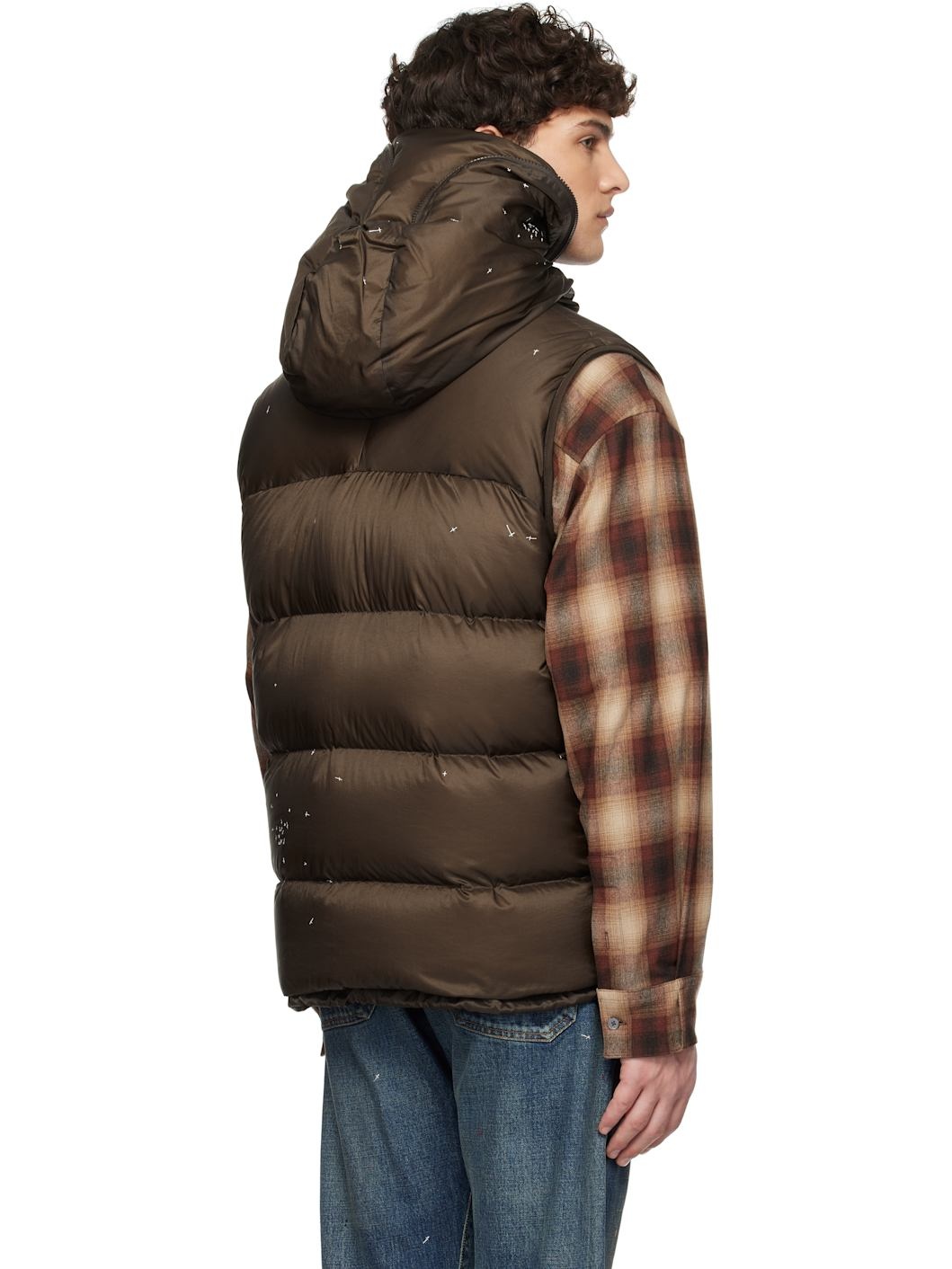 Brown Quilted Down Vest - 3