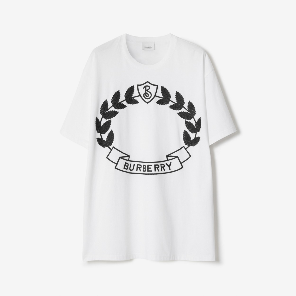 Oak Leaf Crest Motif Cotton Oversized T-shirt - 1