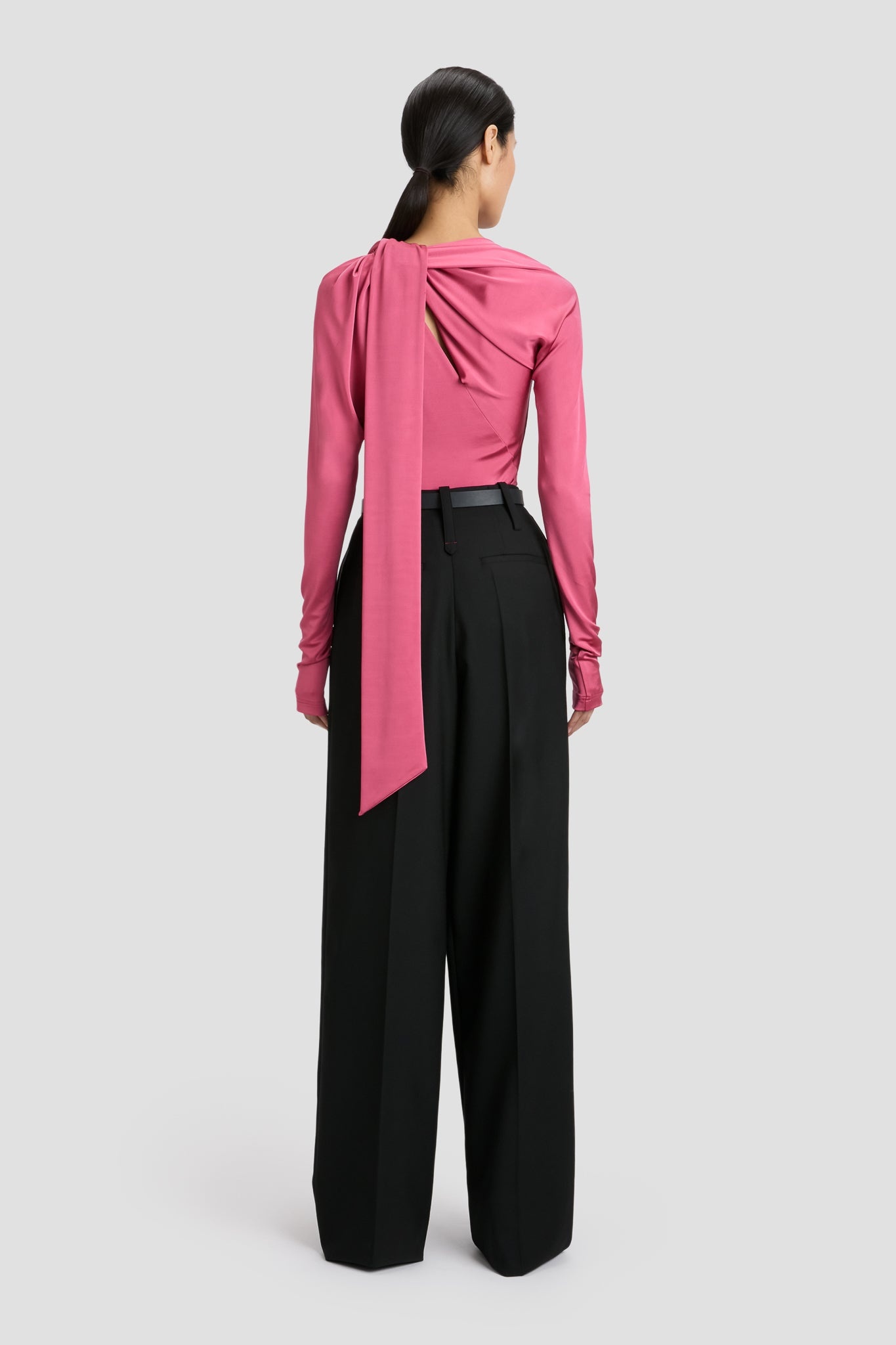 Slash Neck Jersey Top In Cerise - 5