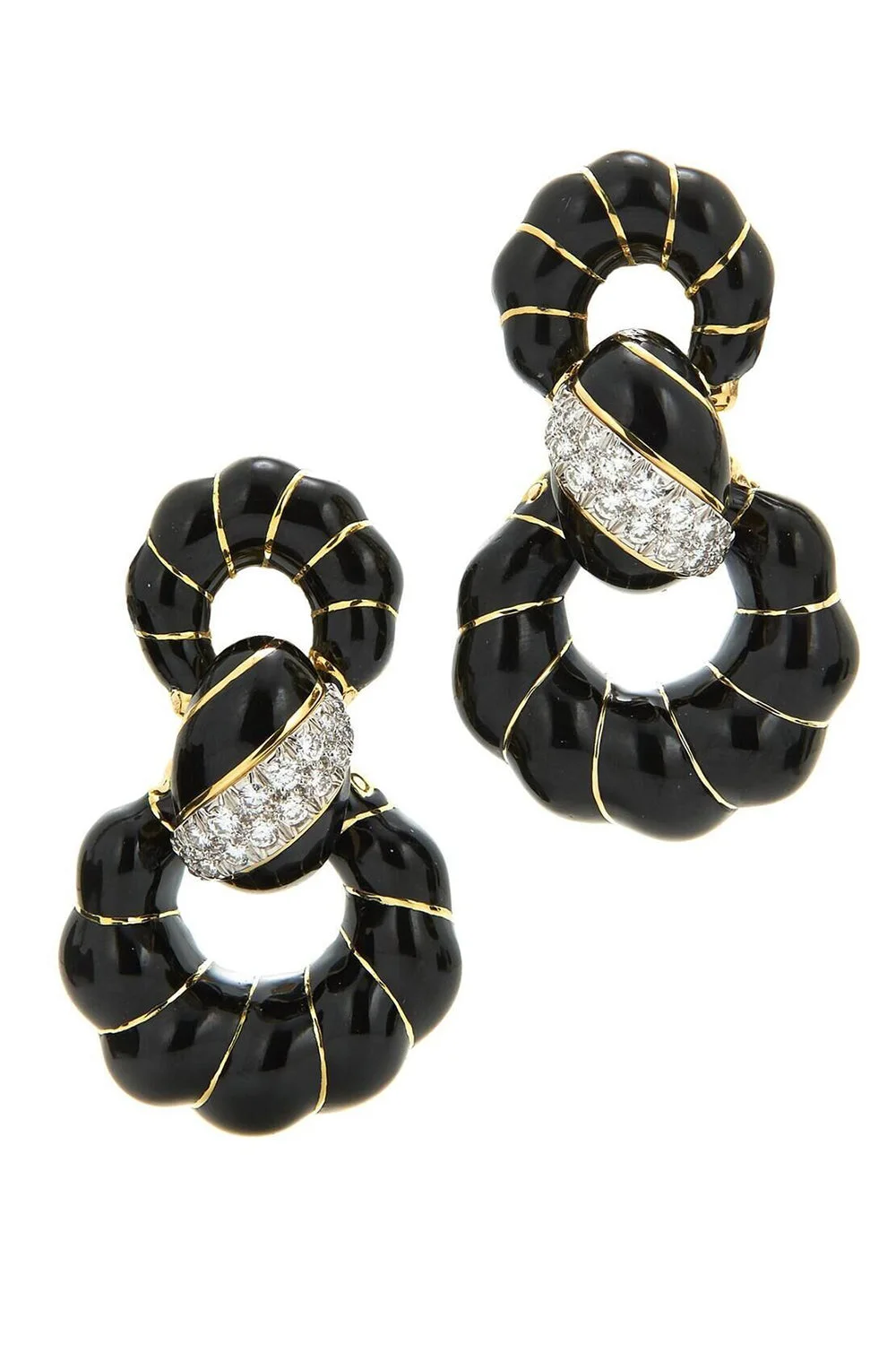 Diamond Fancy Enamel Hoop Earrings - 1
