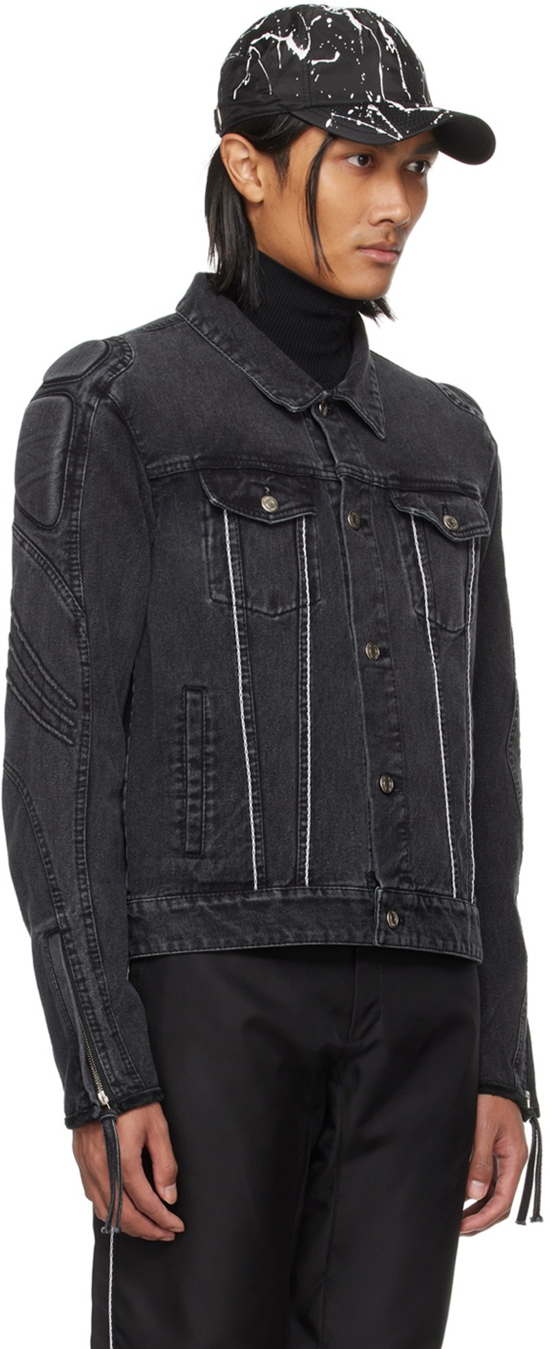 Kanghyuk Black Lock Stitched Denim Jacket outlook