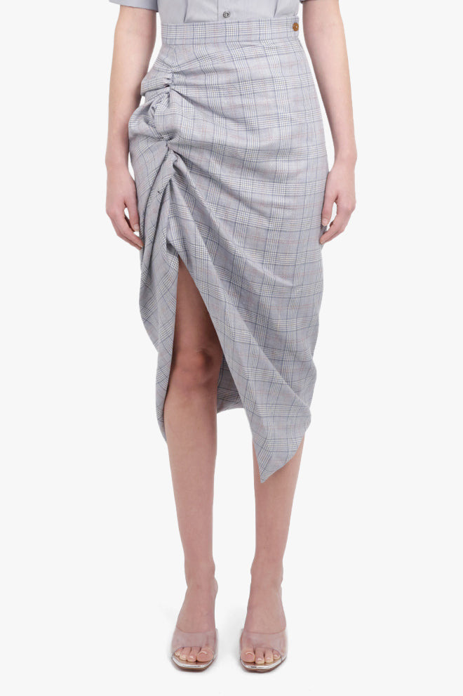 SIDE PANTHER PRINCE OF WALES CHECK PRINT SKIRT | GREY - 3