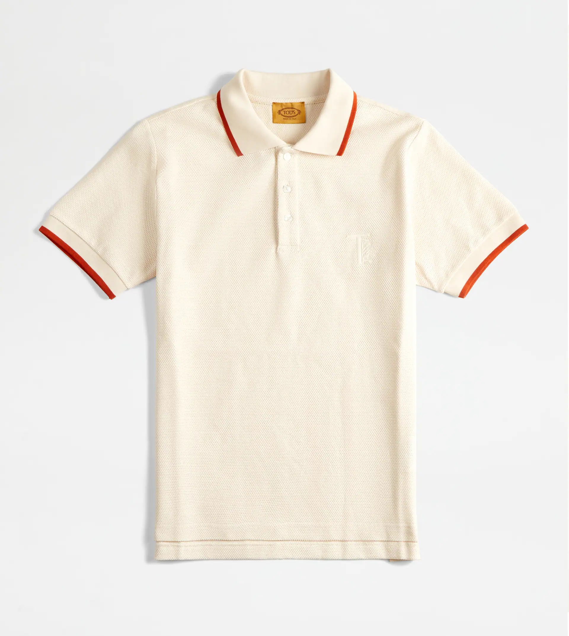 POLO SHIRT IN JACQUARD COTTON - BEIGE - 1