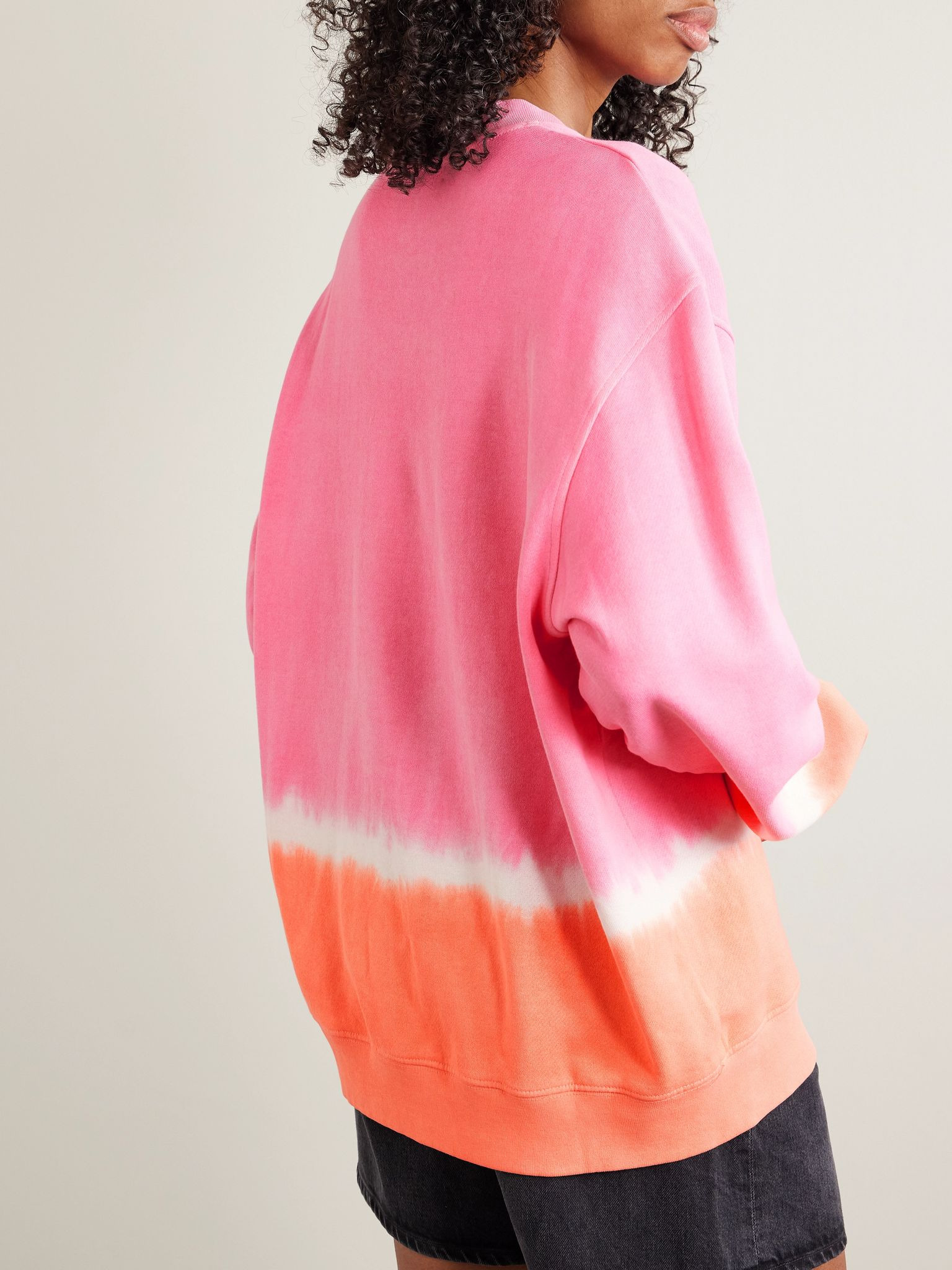 Tie-dyed cotton and cashmere-blend jersey sweatshirt Pink - 3