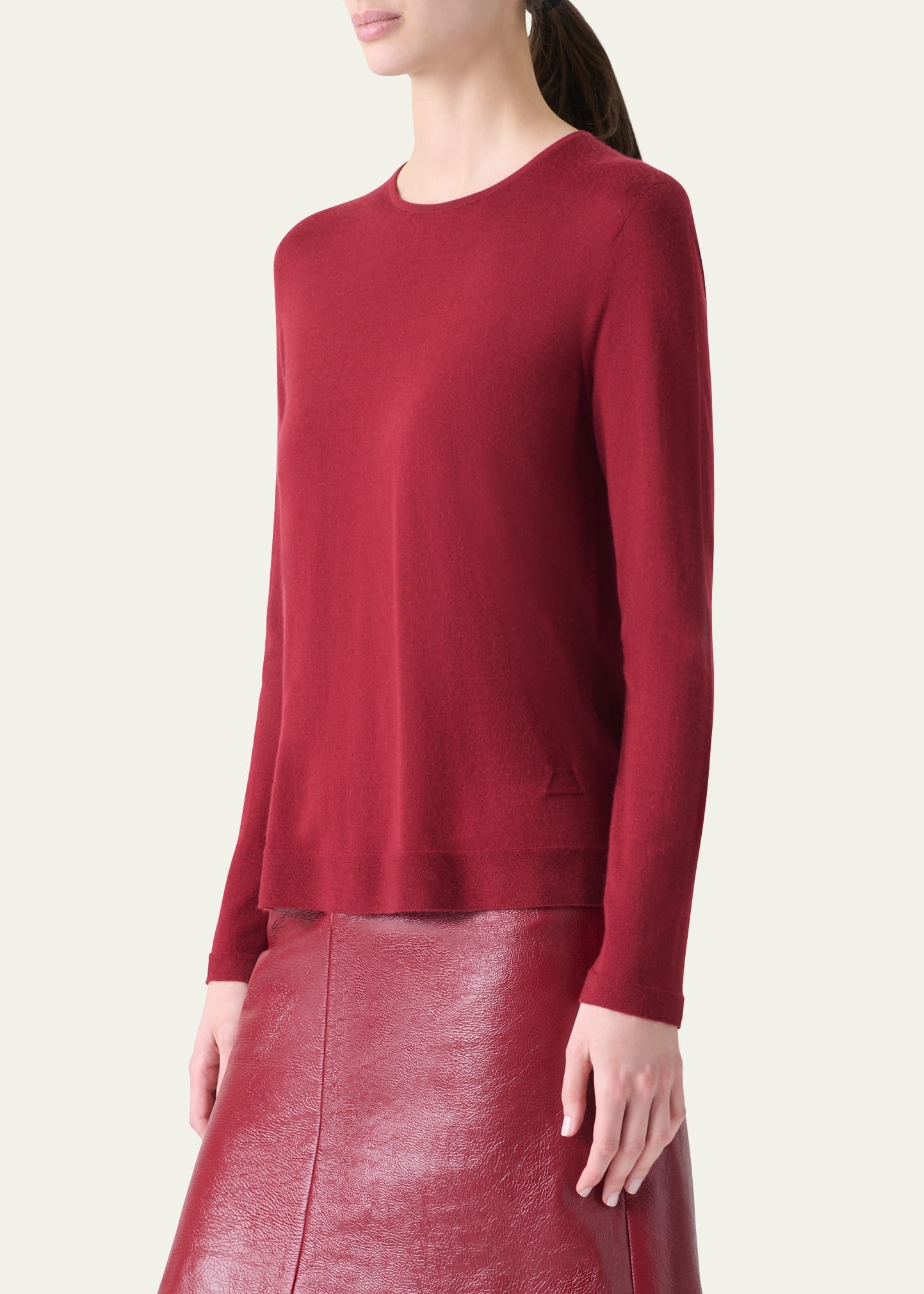 Cashmere-Silk Fine Gauge Seamless Knit Sweater - 4