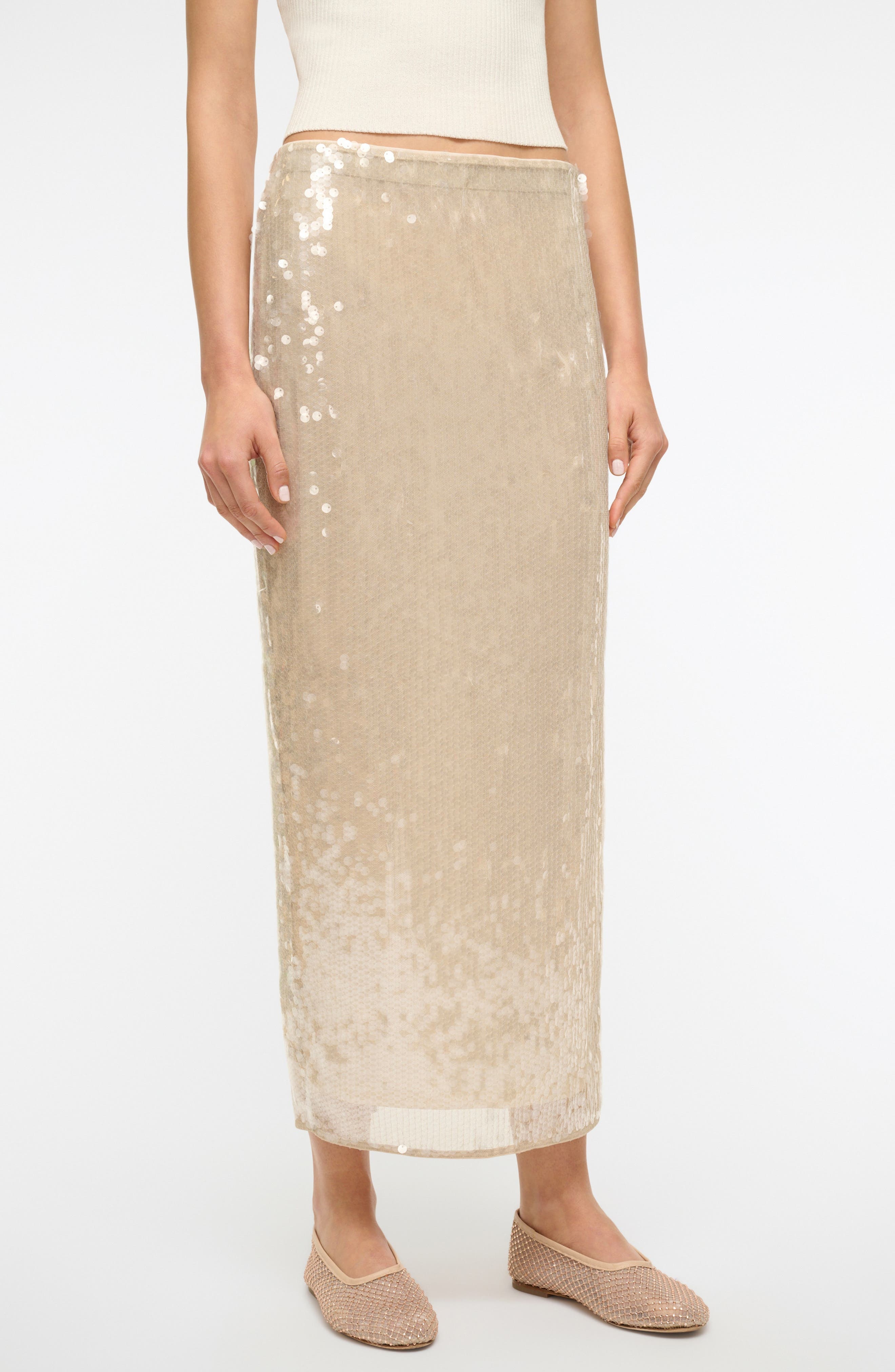 STAUD Casey Sequin Skirt in Moon at Nordstrom - 3