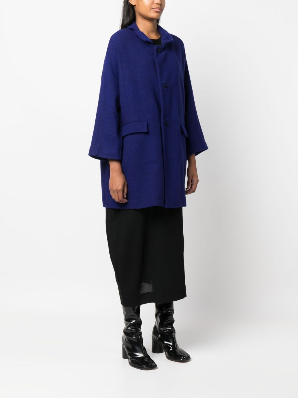 bell-sleeves wool coat - 3