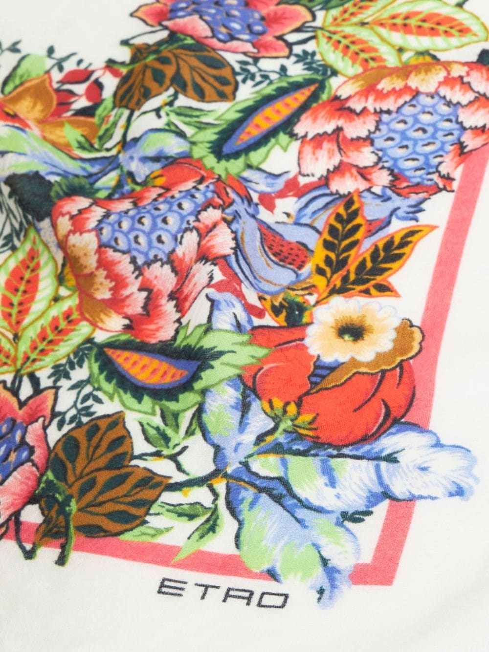 Bouquet-print fringed scarf - 2