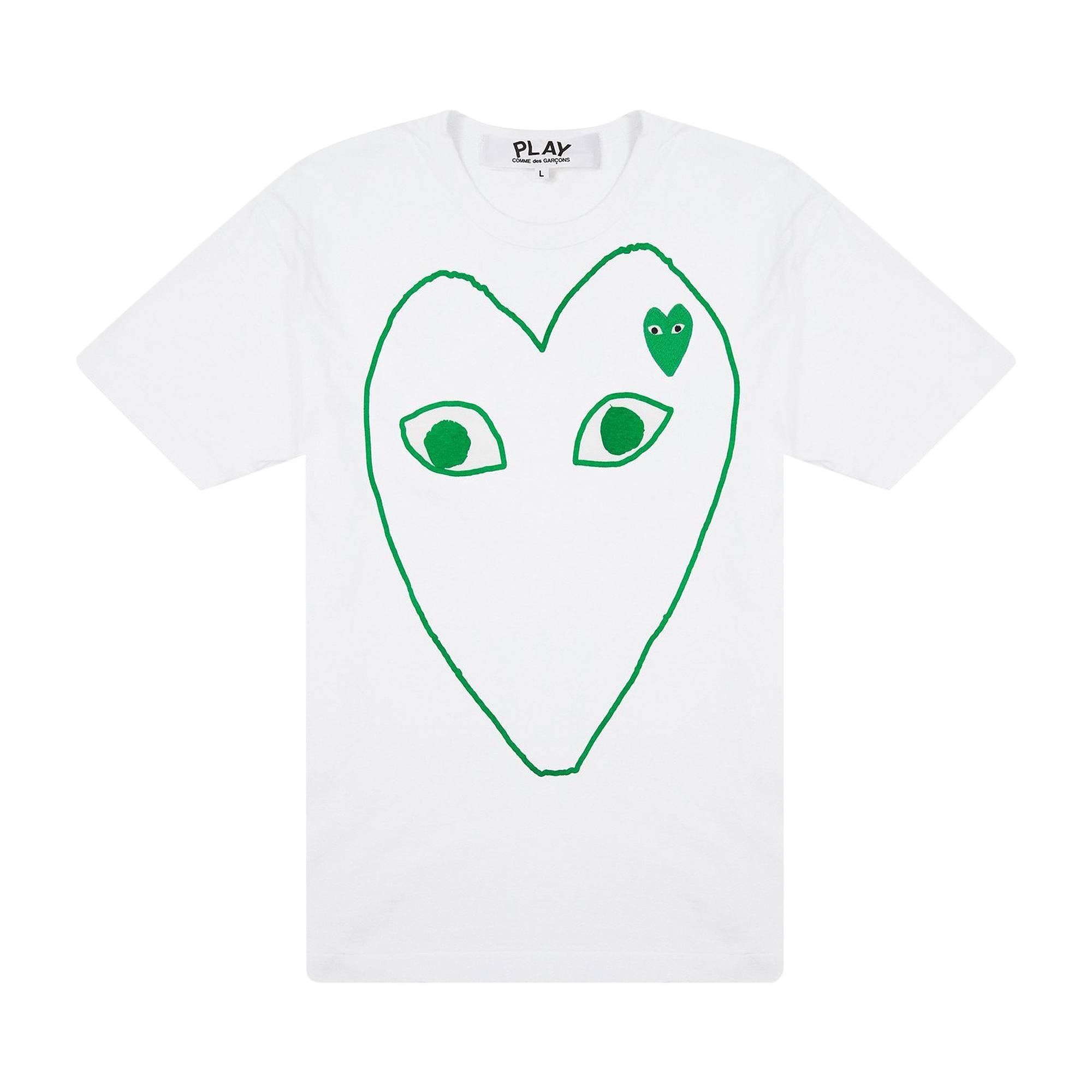 Comme des Garçons PLAY Green Emblem Outline T-Shirt 'White' - 1