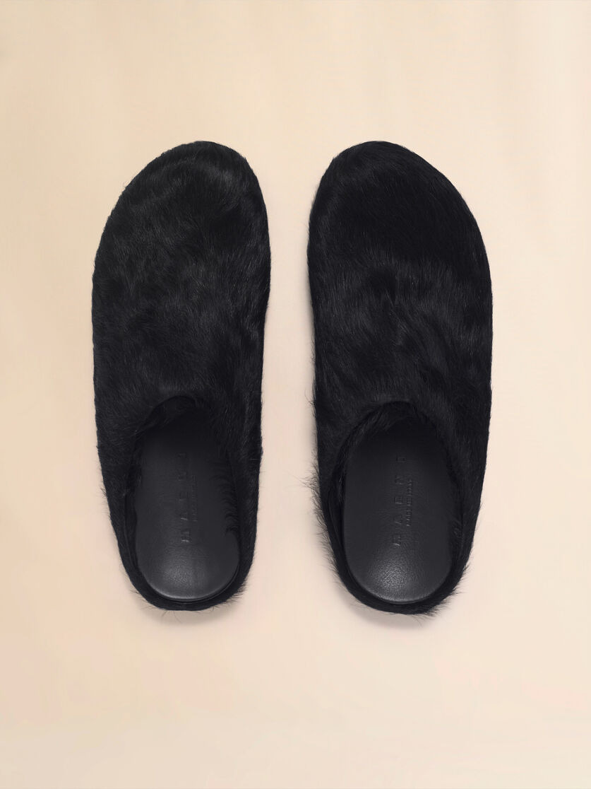BLACK LONG HAIR CALFSKIN FUSSBETT SABOT - 4