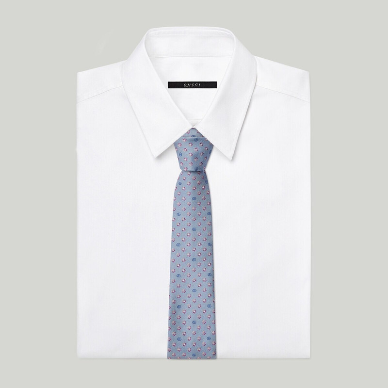 GUCCI Double G flower silk jacquard tie outlook